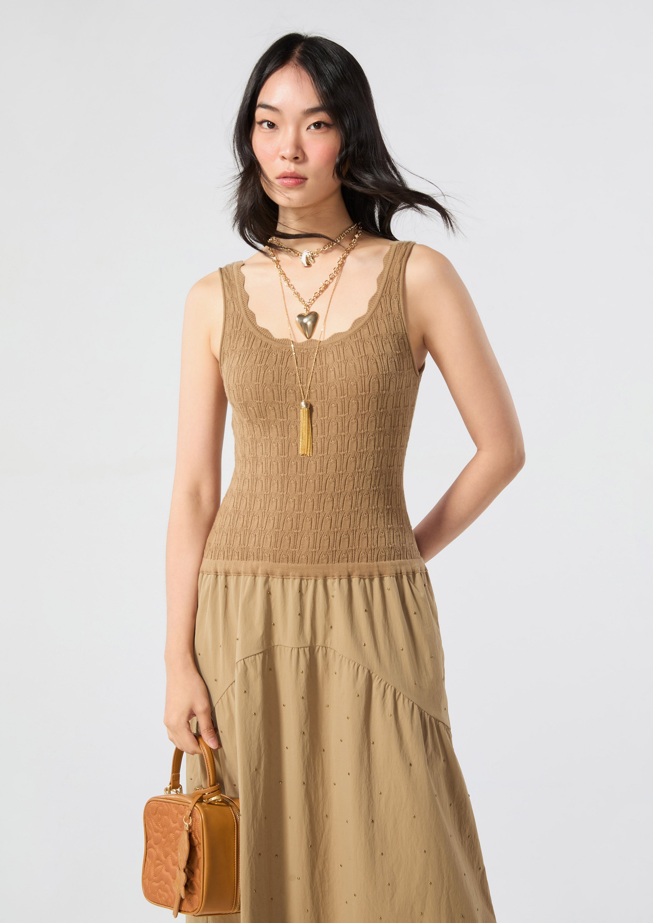 Flare Skirt Knitted Maxi Dress Blossom Elegance