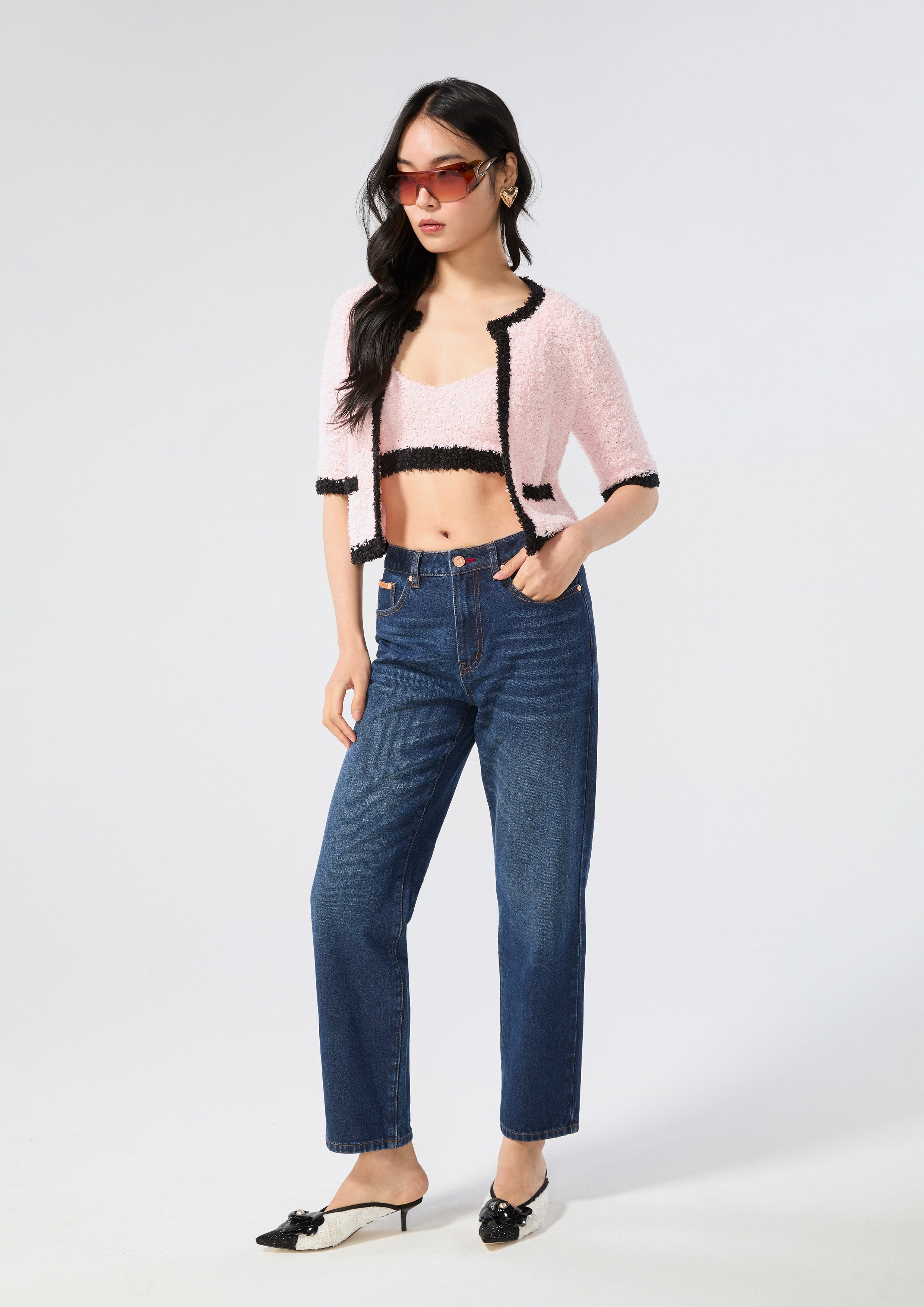 กางเกงเดนิมขายาวสีเฟดทรงขารีแล็กซ์ คอลเลกชัน Basic Denim