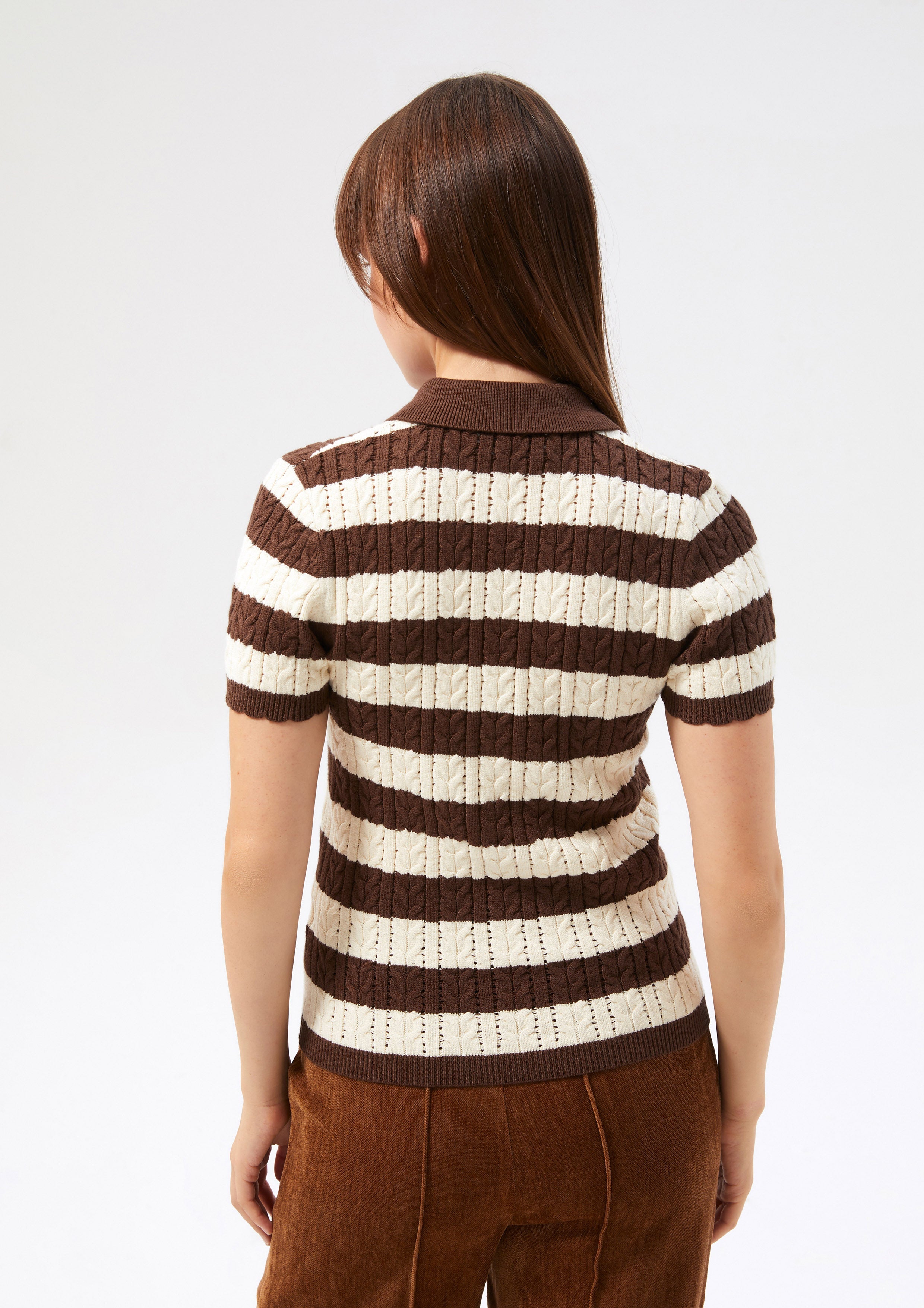 เสื้อโปโลถักเคเบิ้ลนิตลายทาง คอลเลกชัน Like a Virgin