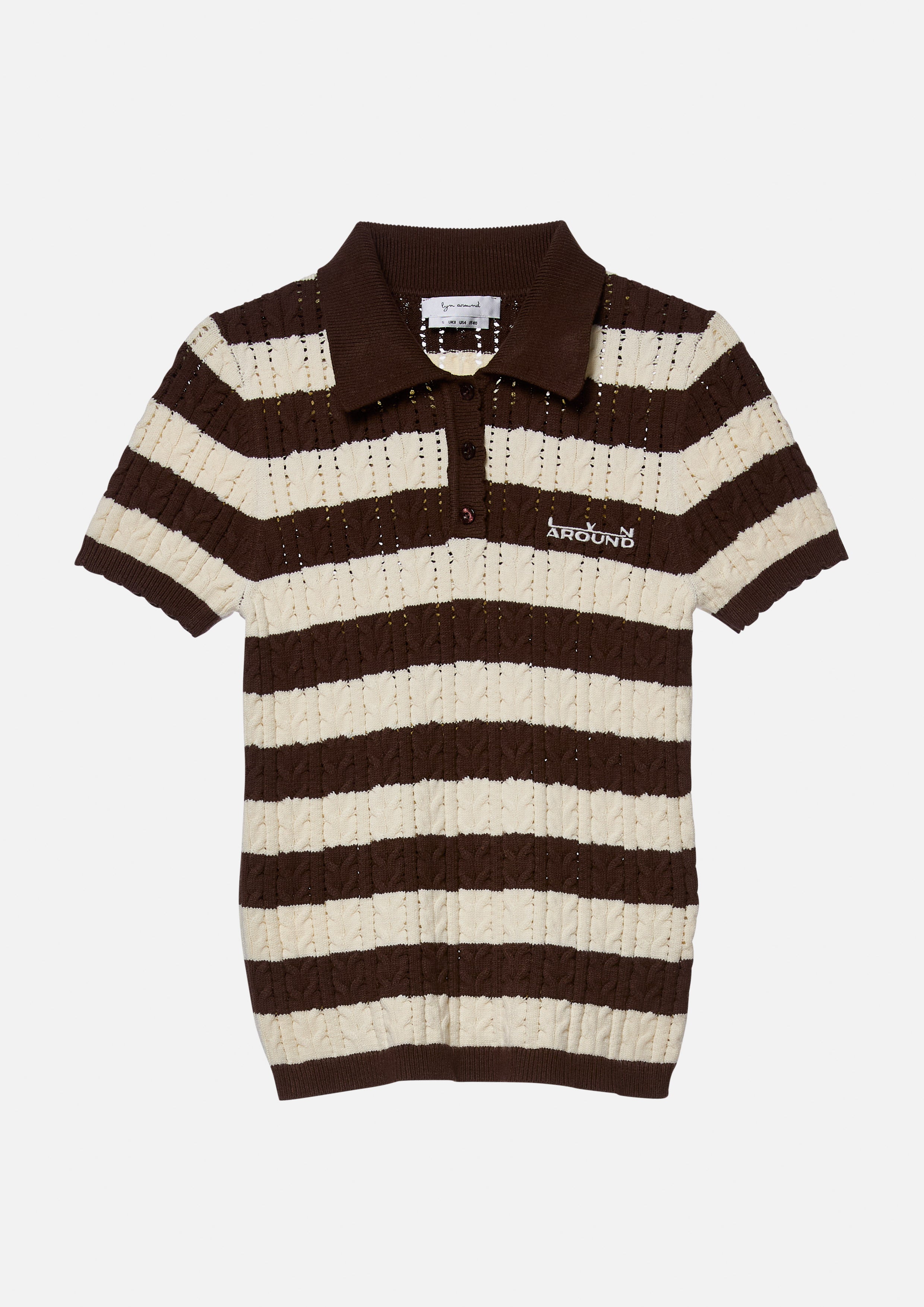 Create Your Signature Look with Stripe Cable Knit Polo Top Like a