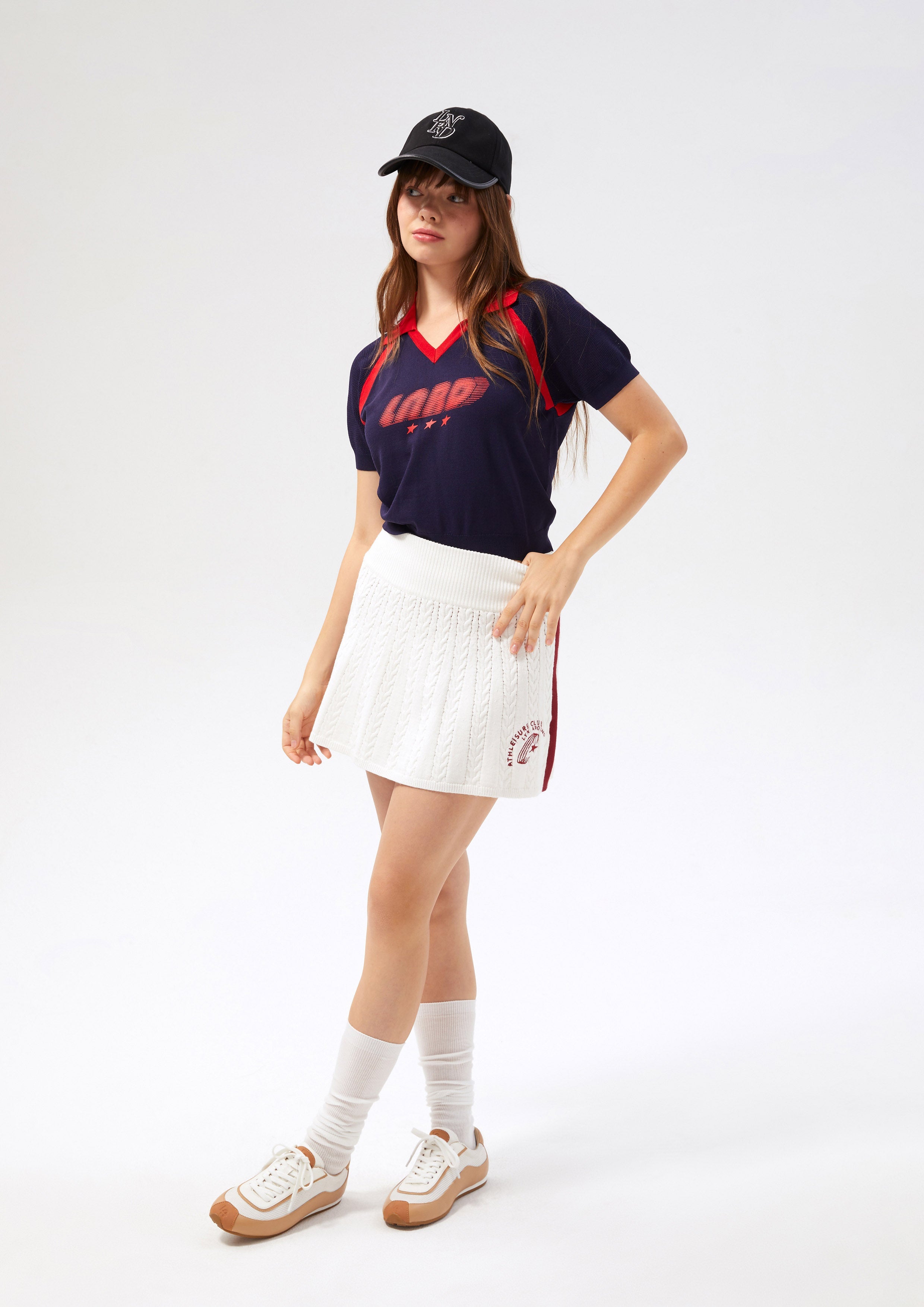 กระโปรงสั้นเคเบิ้ลนิตปักโลโก้ คอลเลกชัน Like a Virgin