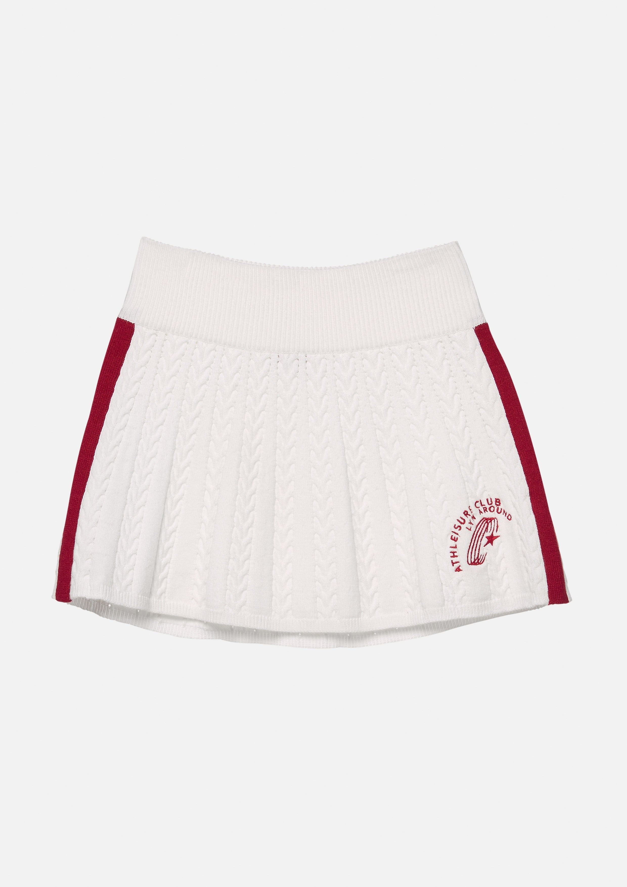 กระโปรงสั้นเคเบิ้ลนิตปักโลโก้ คอลเลกชัน Like a Virgin