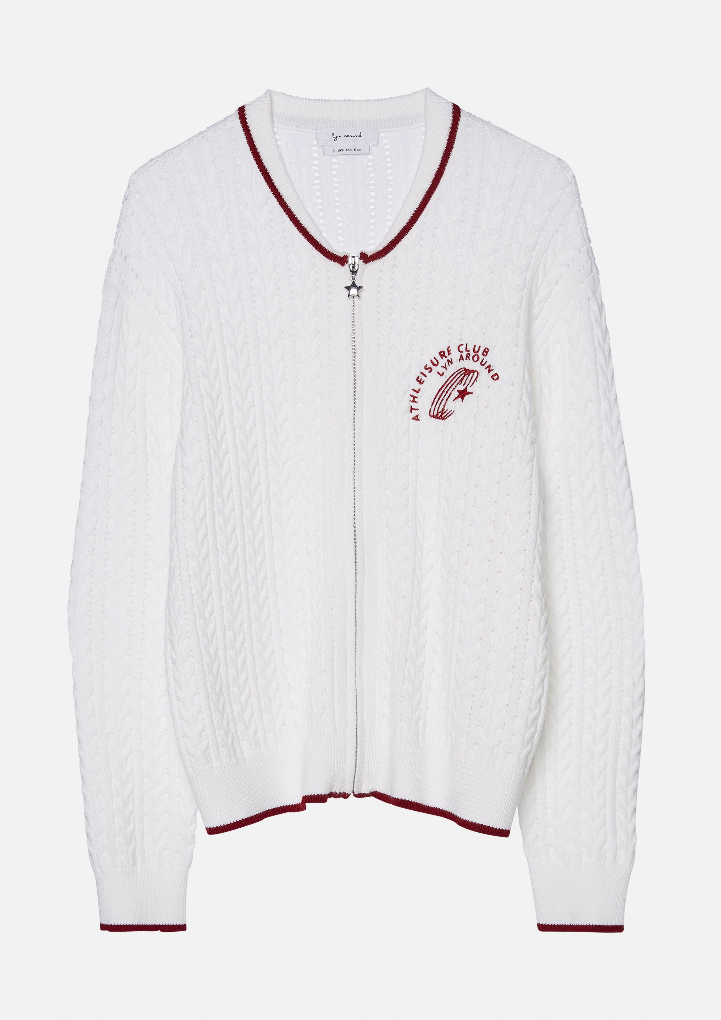 Cable Knit Zip Embroidery Cardigan Like a Virgin