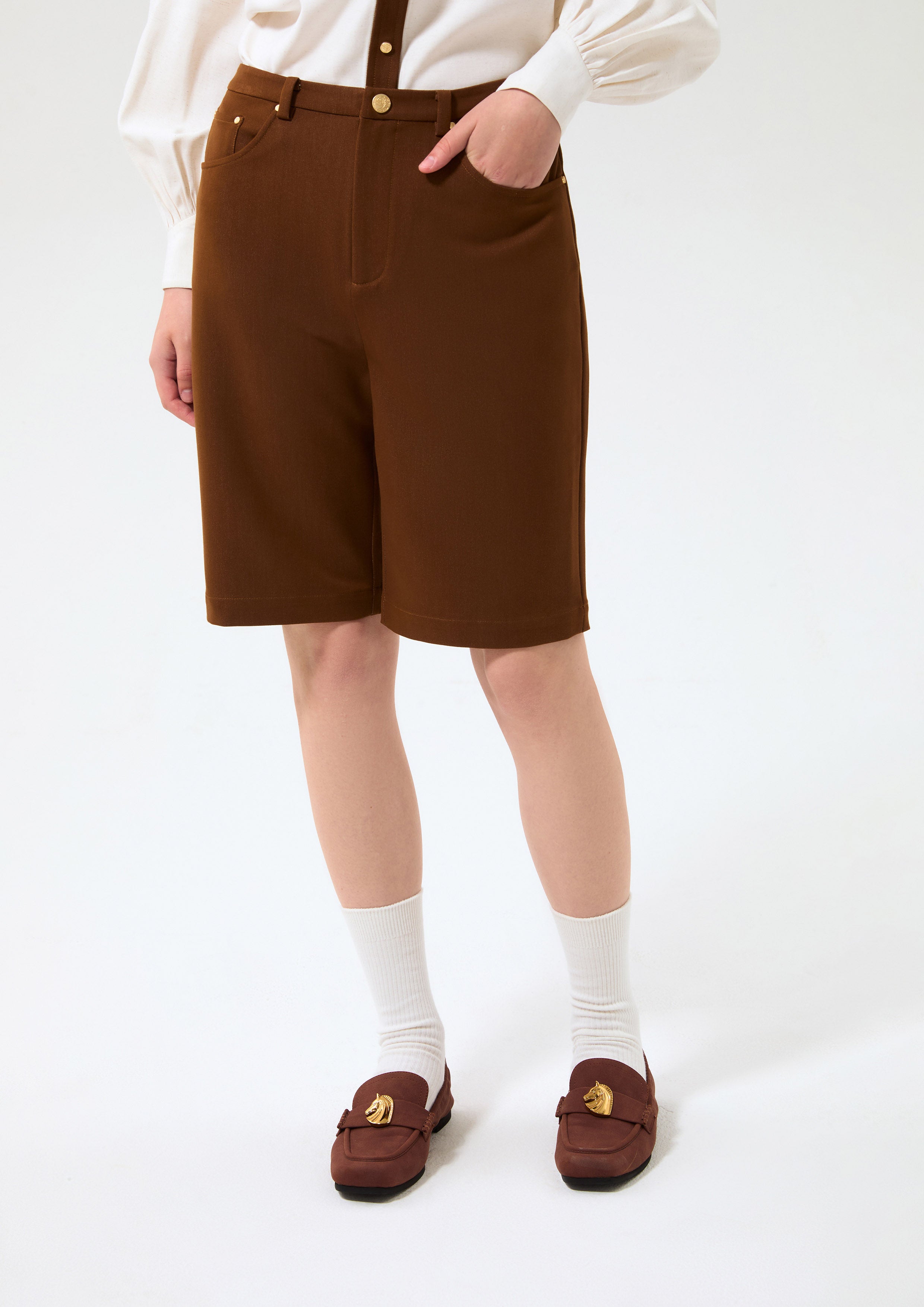 กางเกงขาสั้นขากระบอก คอลเลกชัน Blossom Elegance