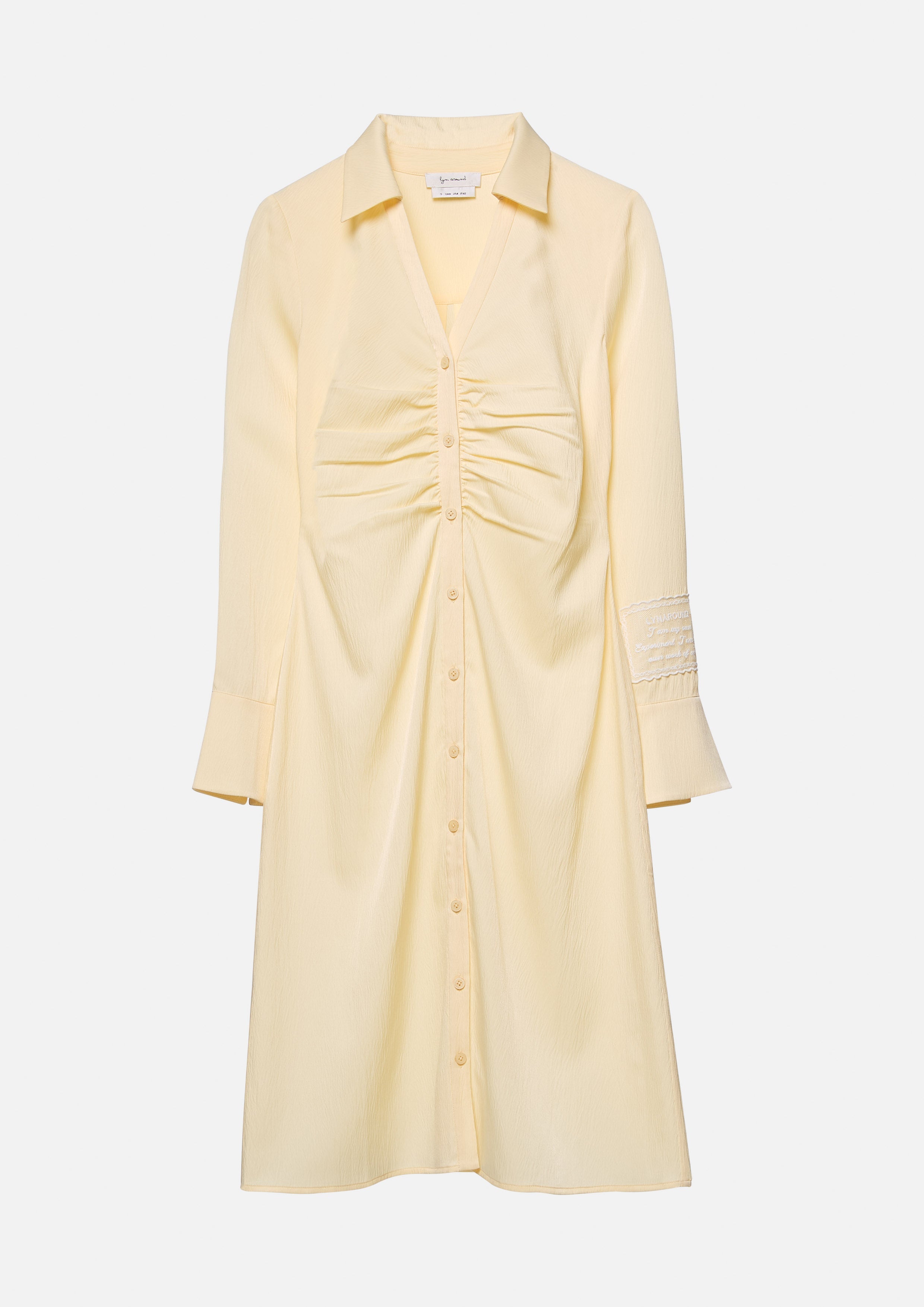 เดรสคลุมเข่าติดกระดุมแต่งจับจีบหน้า คอลเลกชัน Working on Board