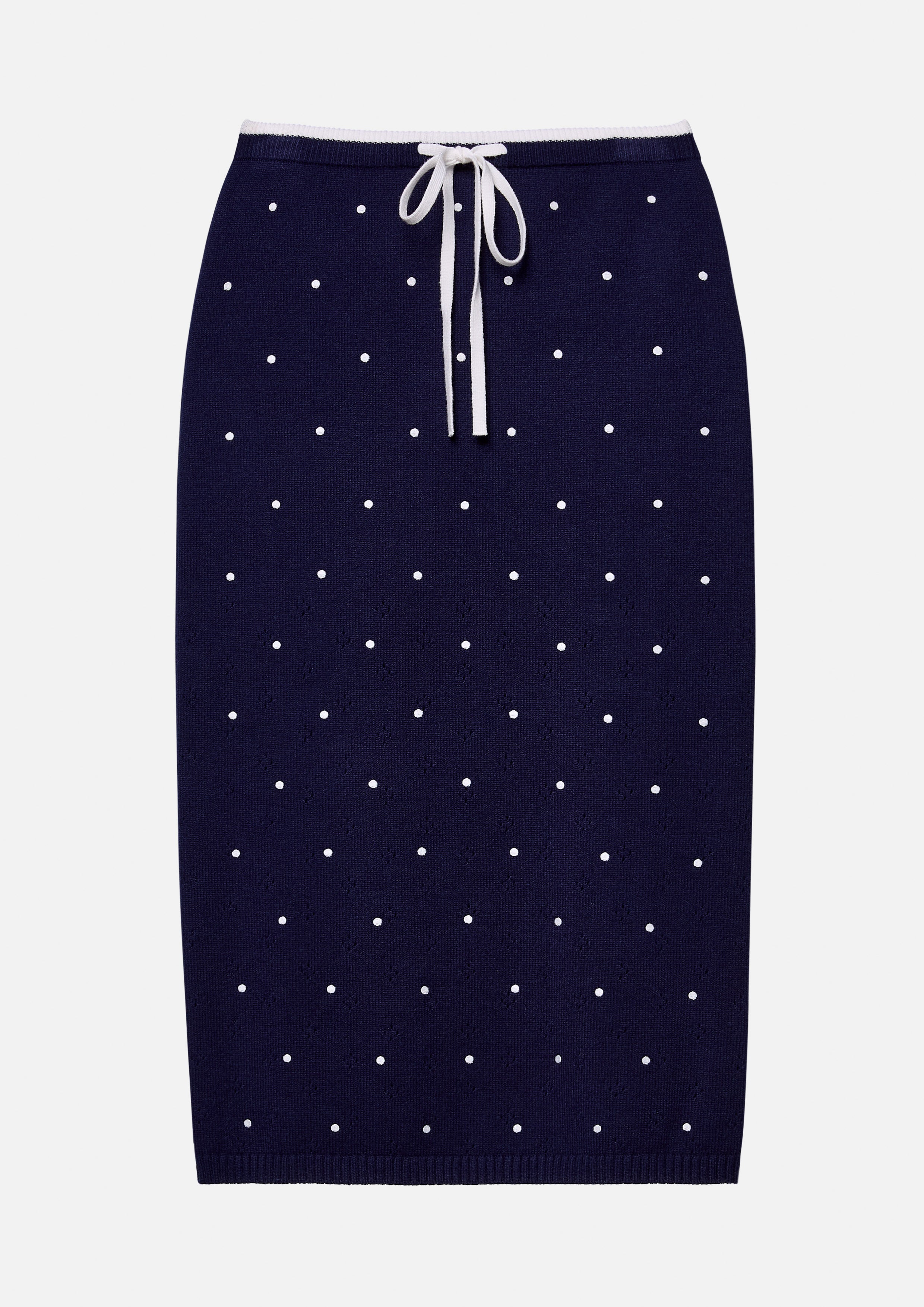 กระโปรงคลุมเข่าผ้านิตลายโพลกาดอต คอลเลกชัน Working on Board