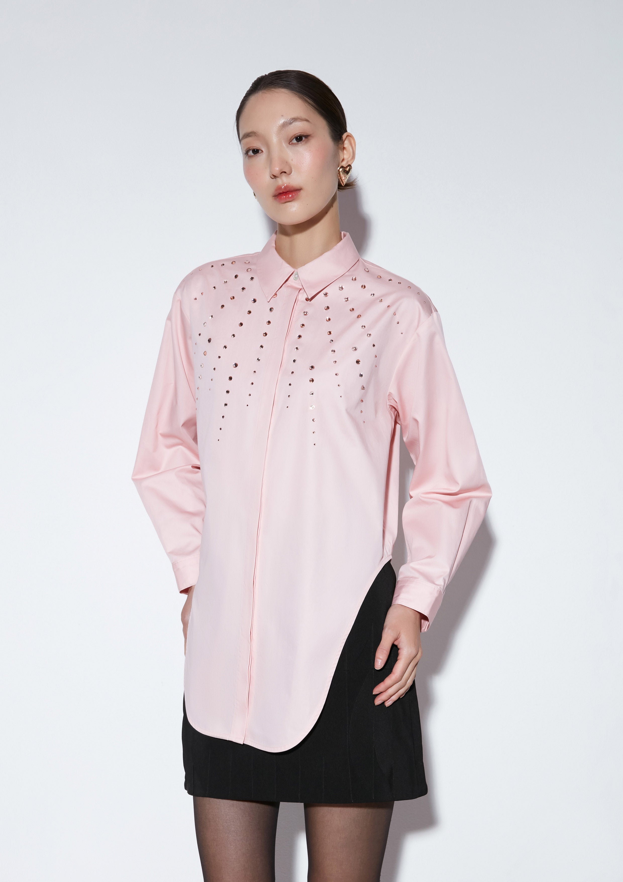 Crystal Embellished Long Sleeve Shirt The Icon Queen