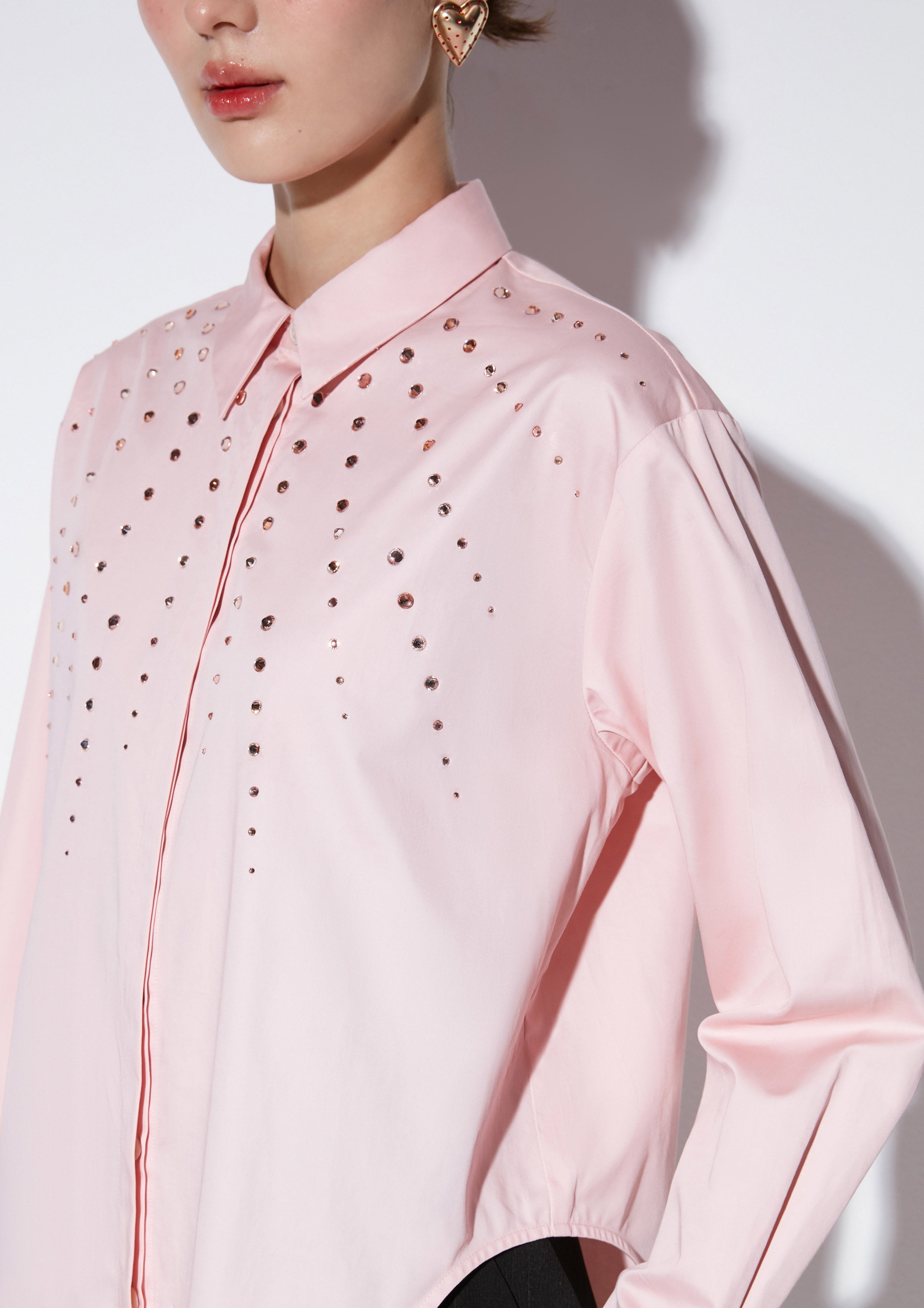 Crystal Embellished Long Sleeve Shirt The Icon Queen