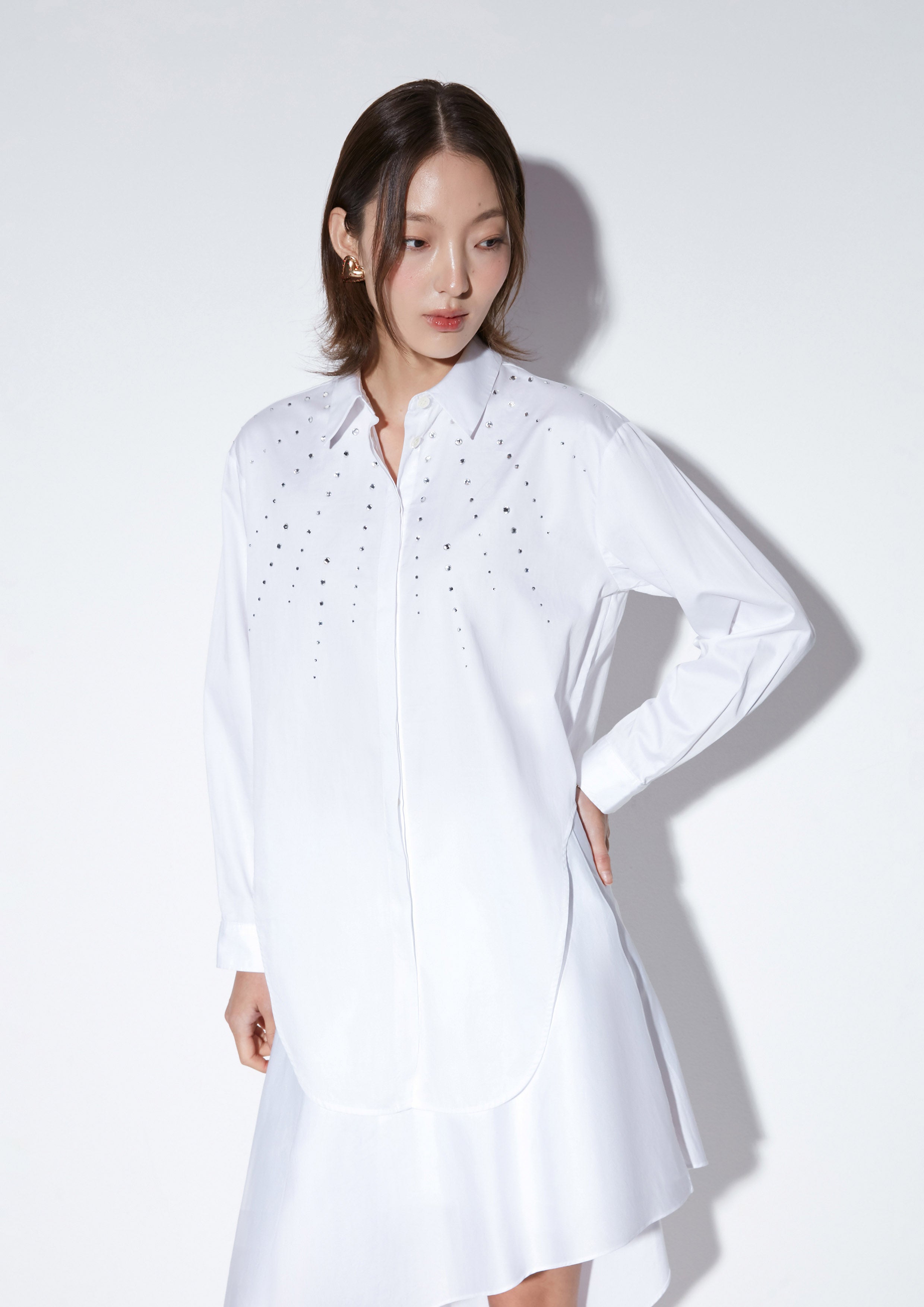 Crystal Embellished Long Sleeve Shirt The Icon Queen