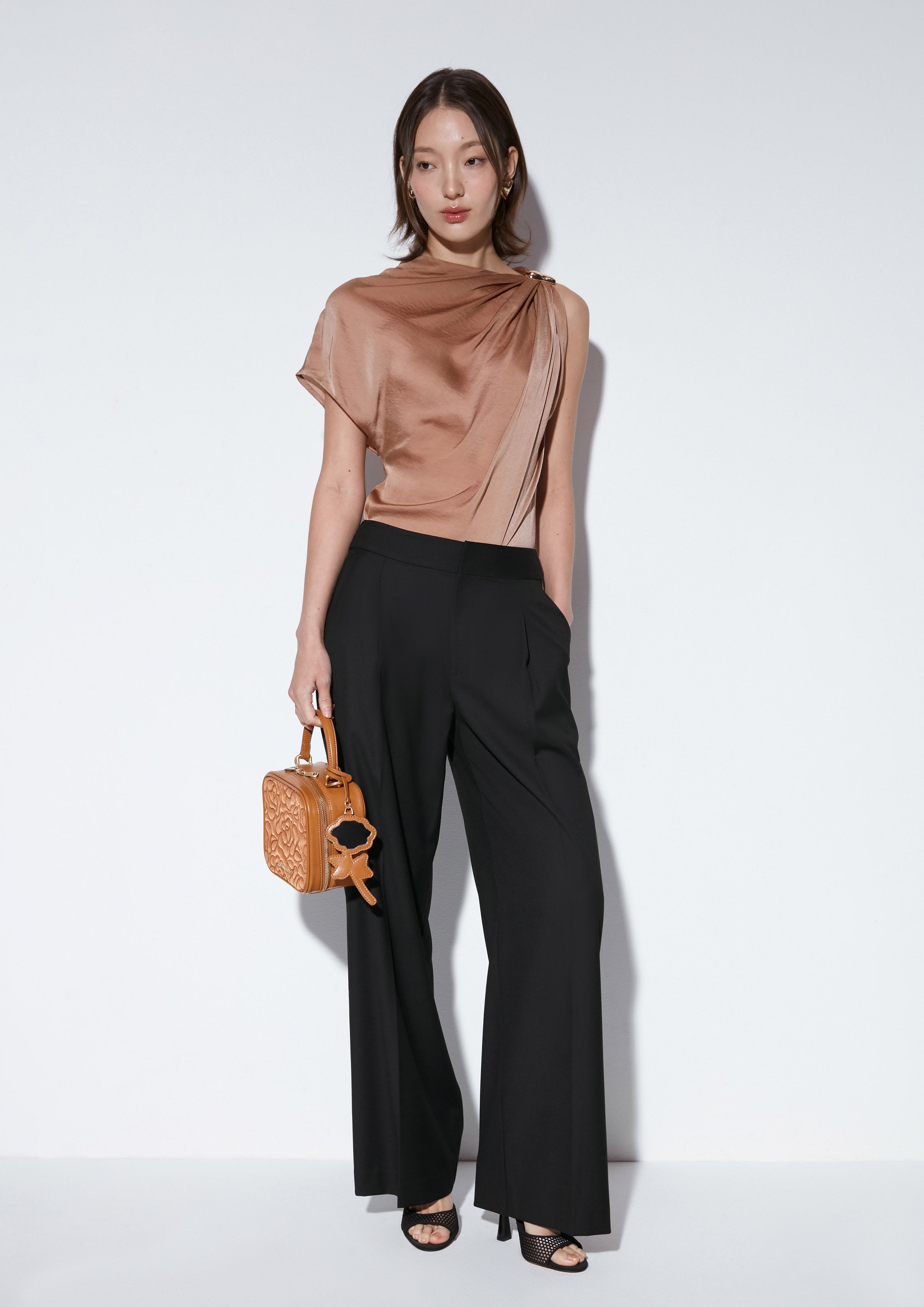 Drape Shoulder Satin Top The Icon Queen