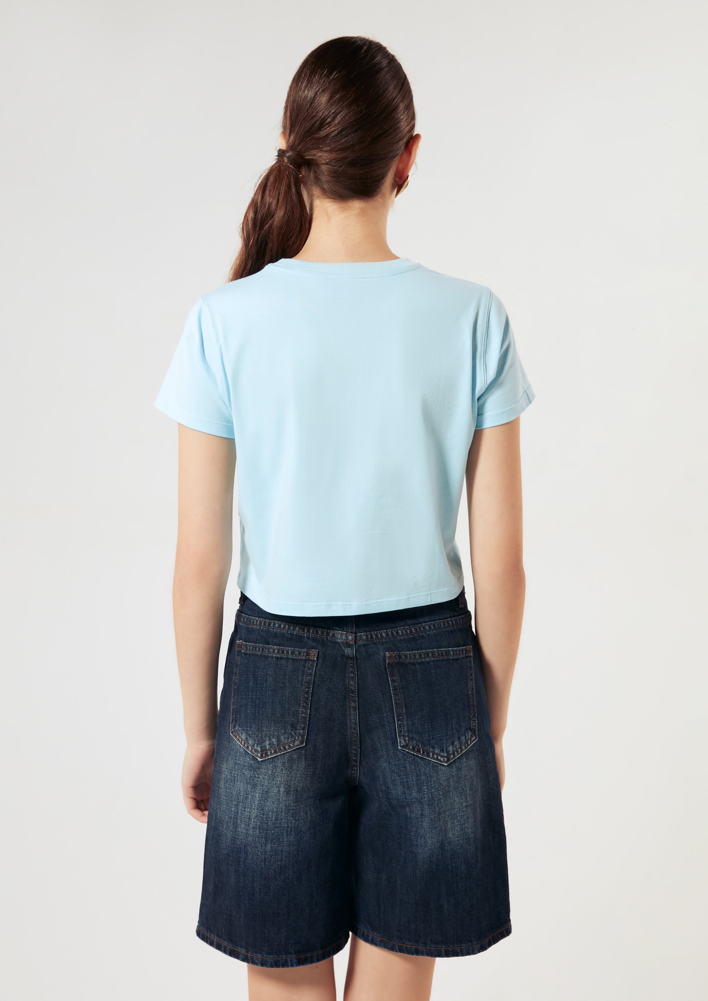 Cat Print With Logo Crop T-Shirt Signature