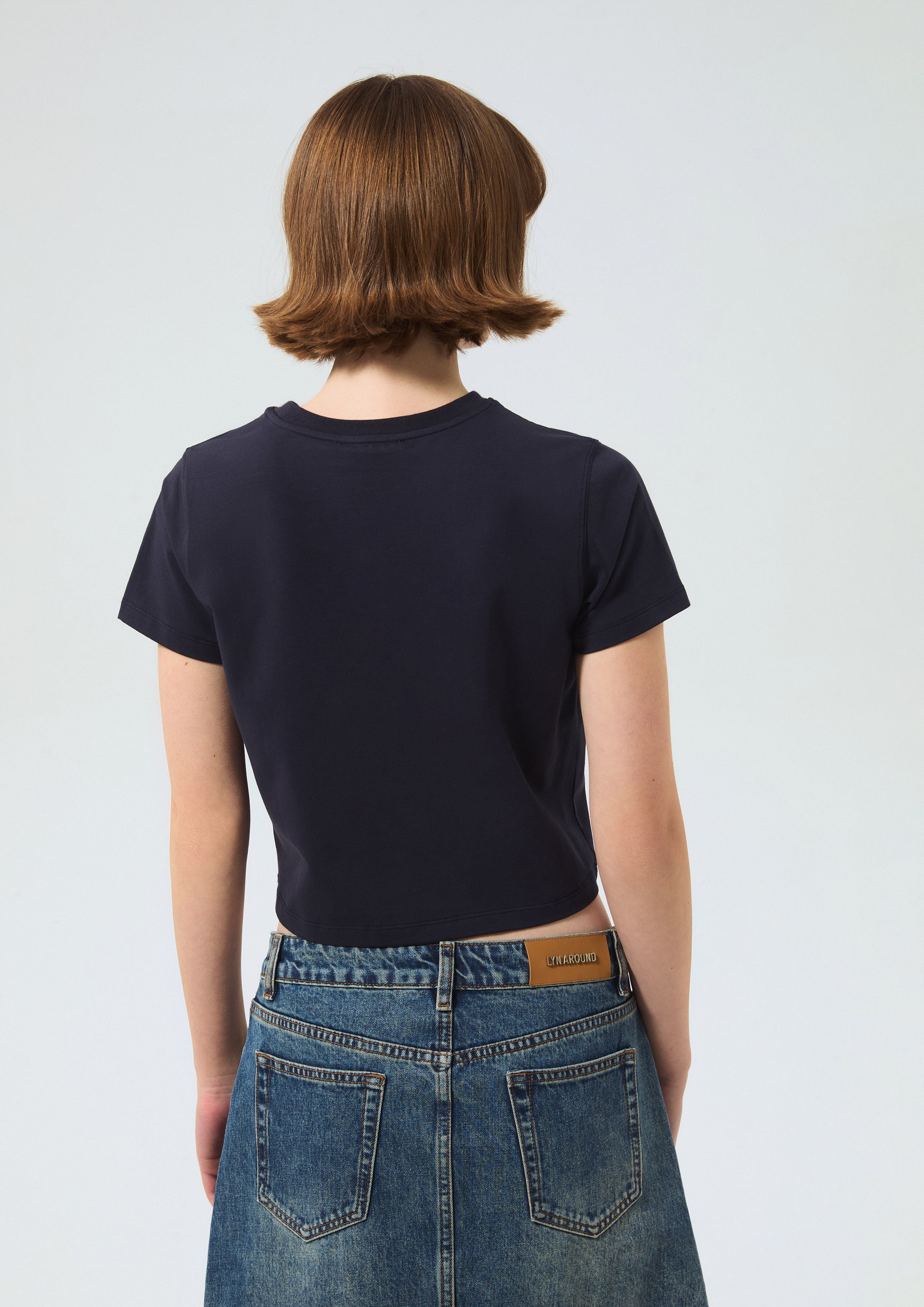 Cat Print With Logo Crop T-Shirt Signature