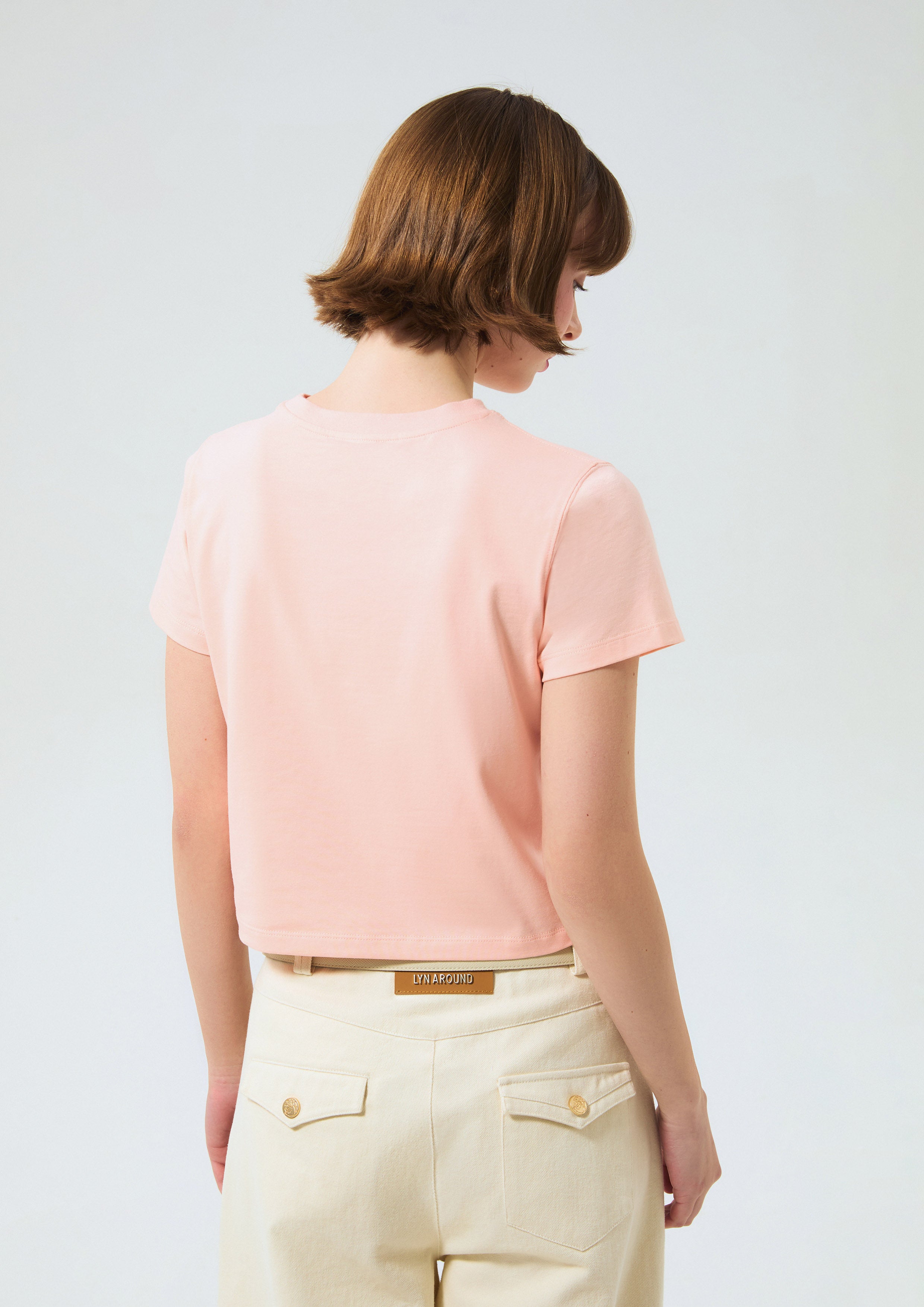 Cat Print With Logo Crop T-Shirt Signature