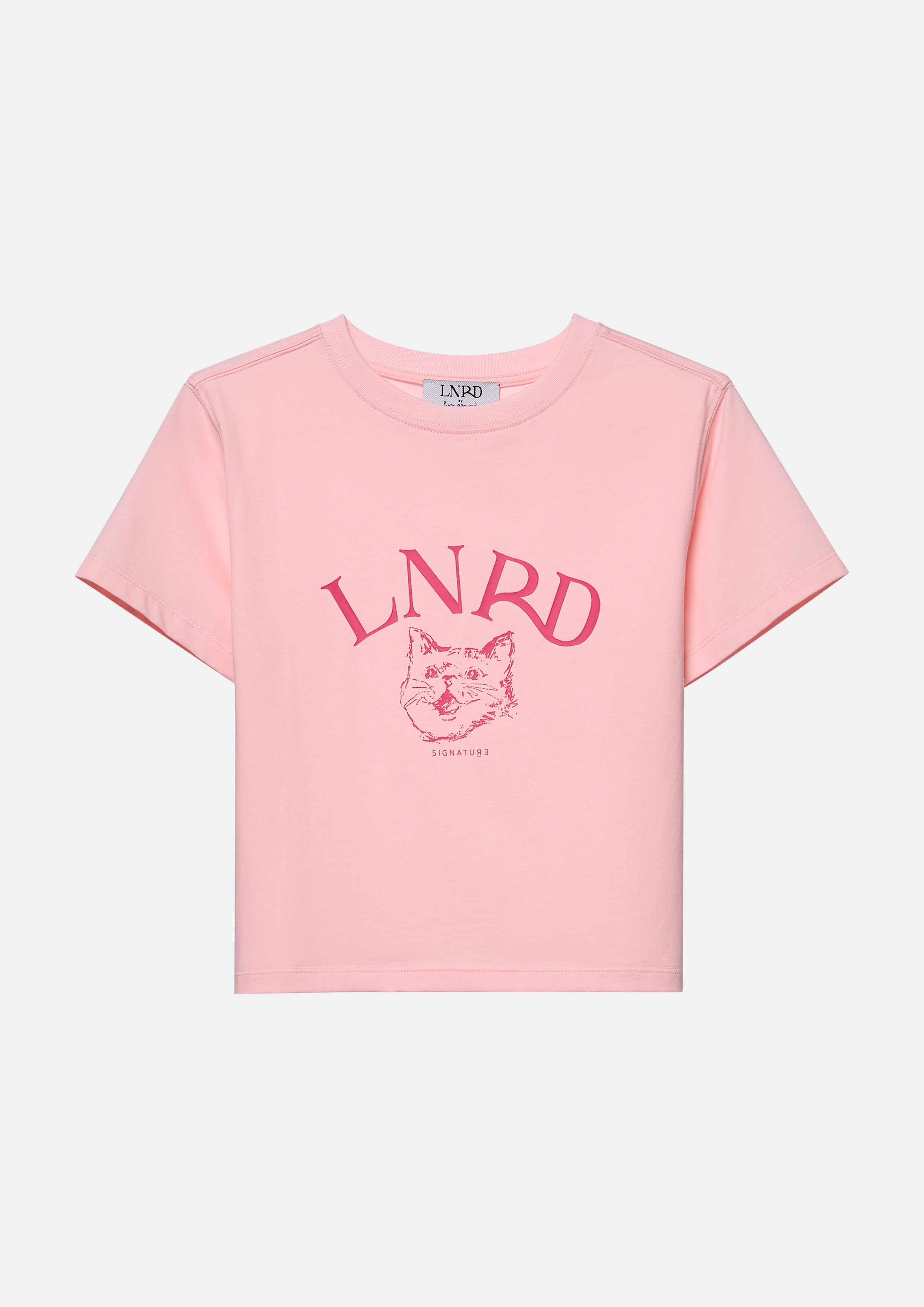 Cat Print With Logo Crop T-Shirt Signature