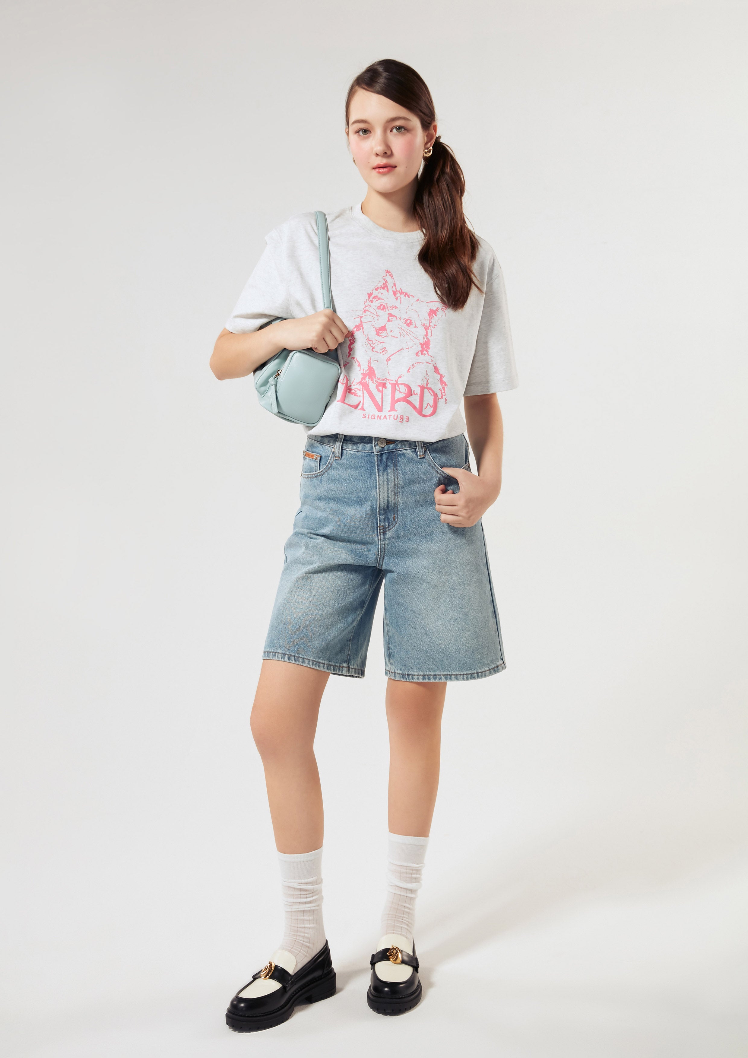 Cat Print With Logo Oversized T-Shirt Signature