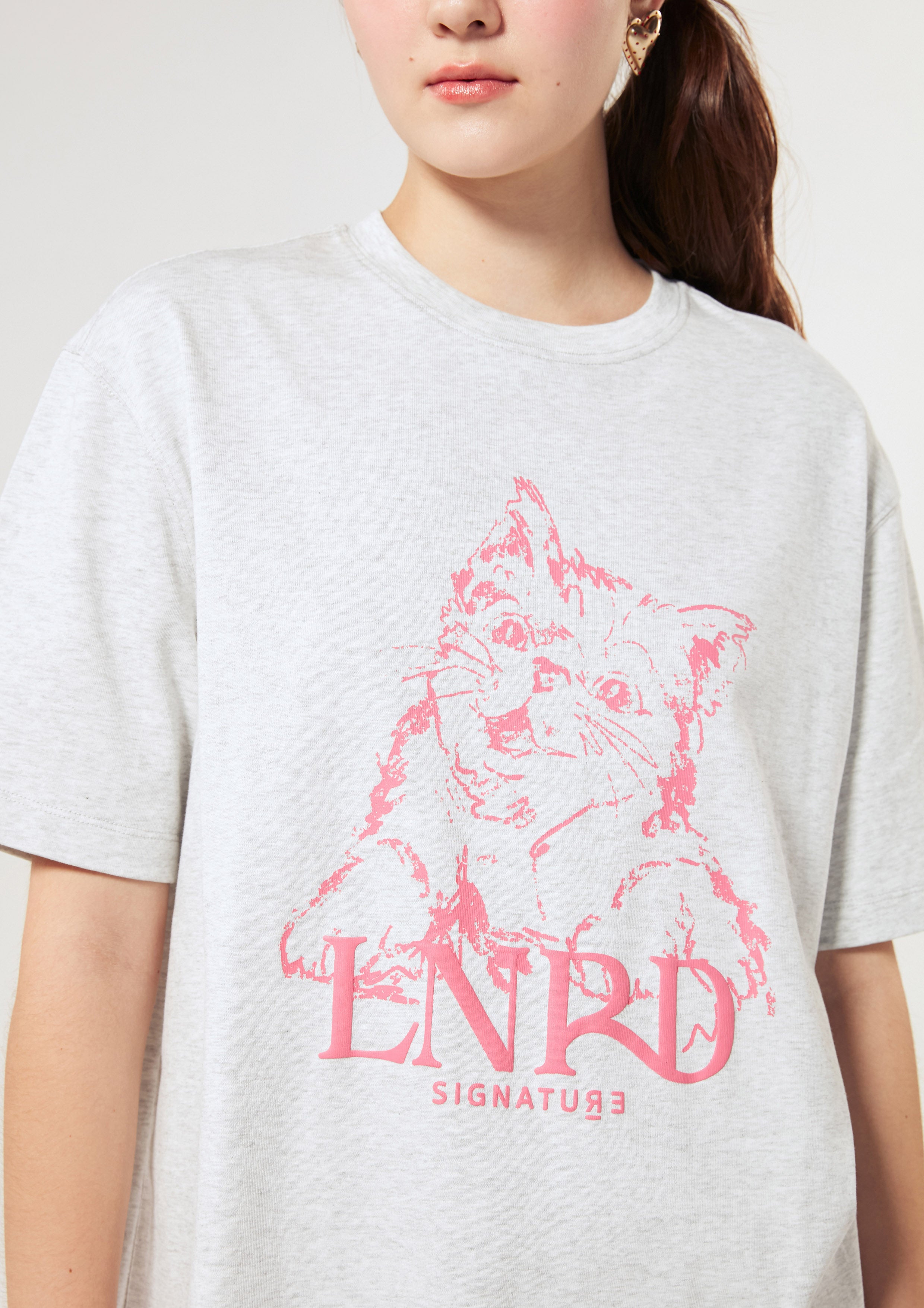 Cat Print With Logo Oversized T-Shirt Signature