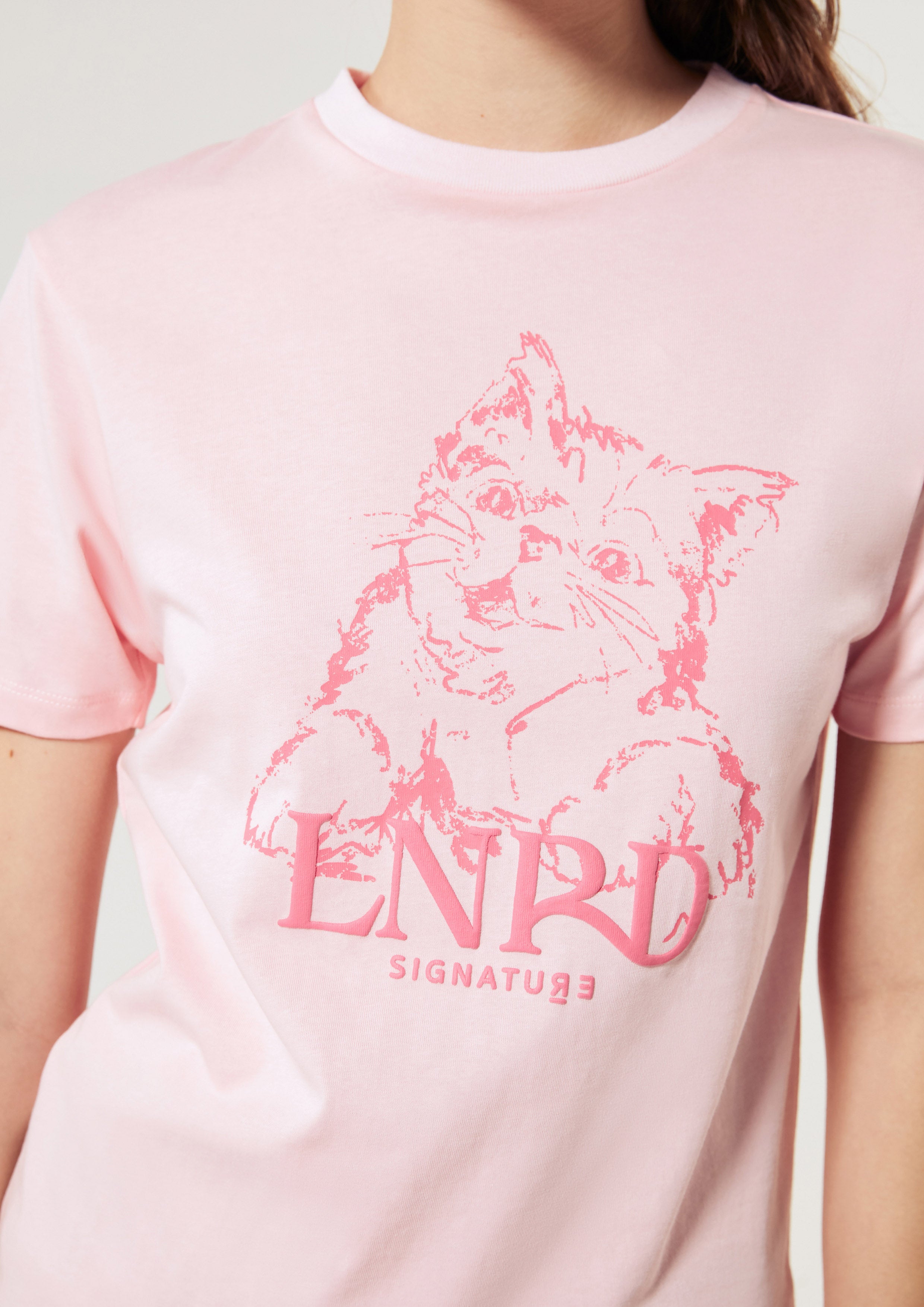 Cat Print With Logo Slim Fit T-Shirt Signature