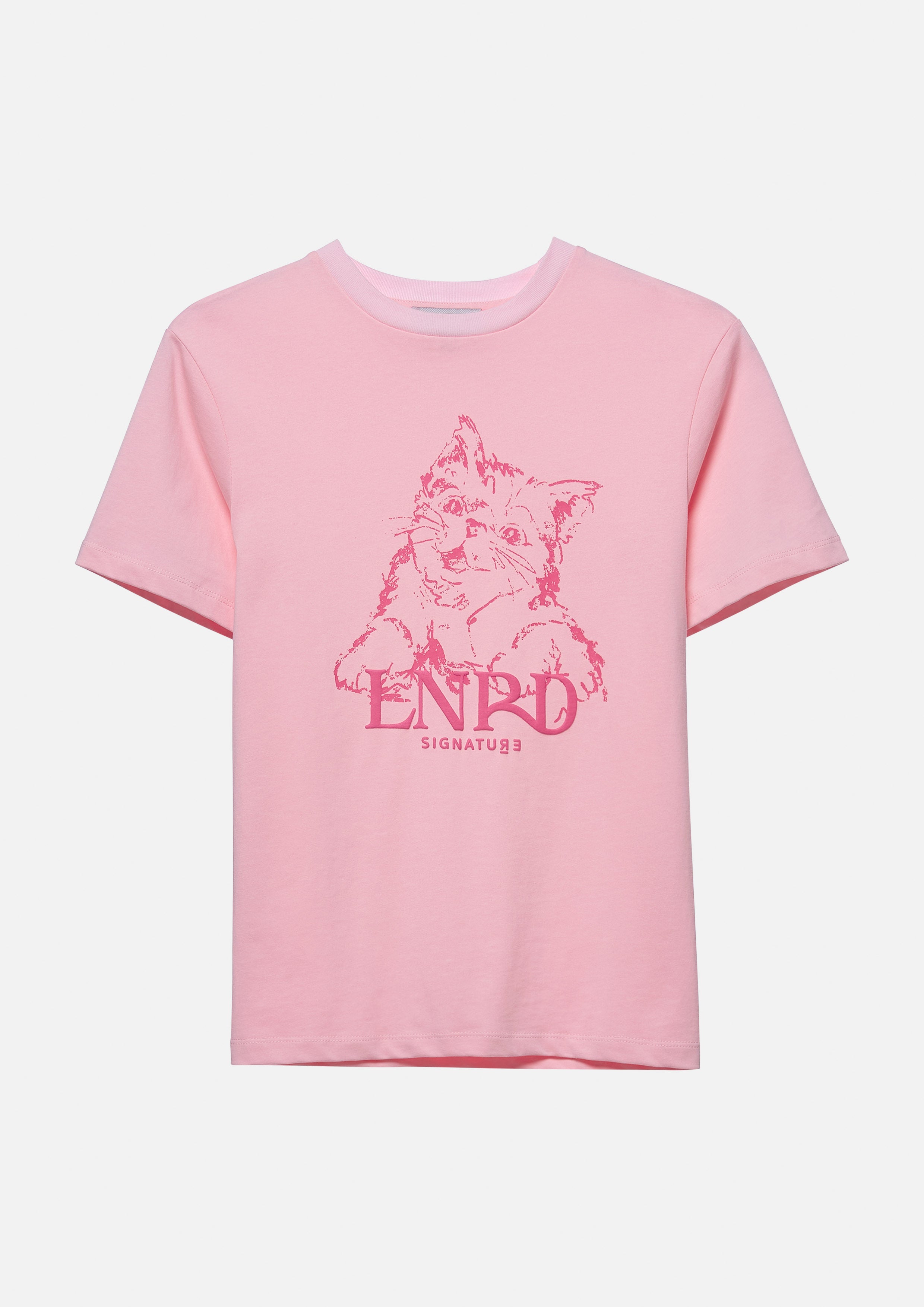 Cat Print With Logo Slim Fit T-Shirt Signature