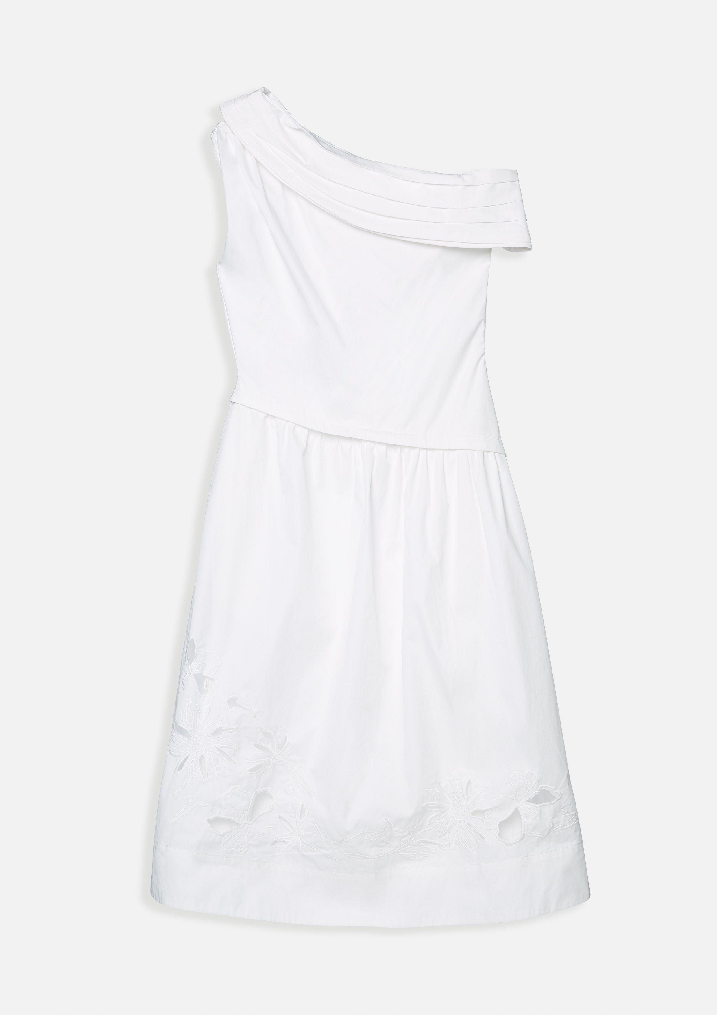 เดรสคลุมเข่าไหล่เดี่ยวกระโปรงฉลุลาย คอลเลกชัน Blossom Elegance