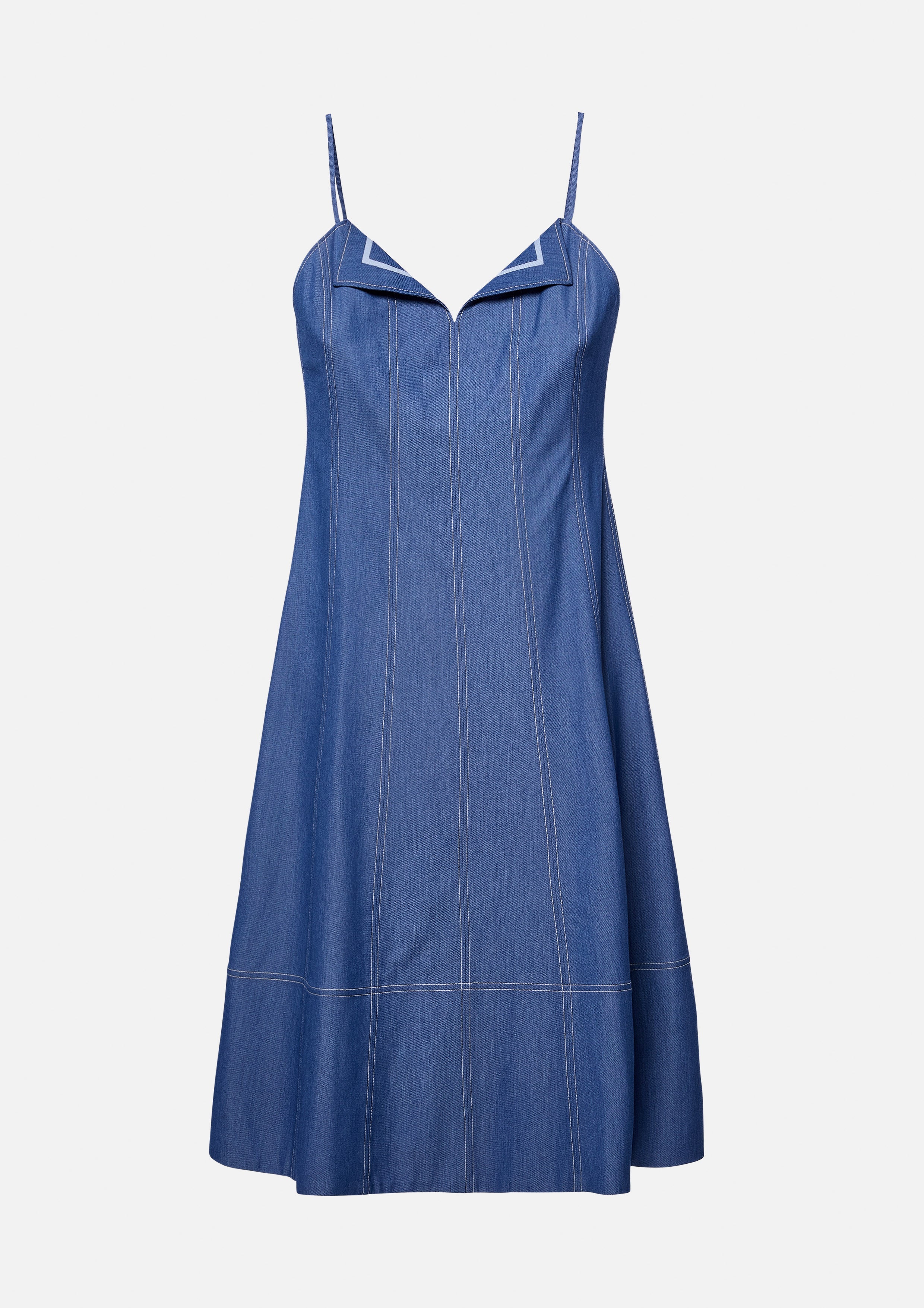 เดรสคลุมเข่าสายเดี่ยวกระโปรงระบาย คอลเลกชัน Blossom Elegance