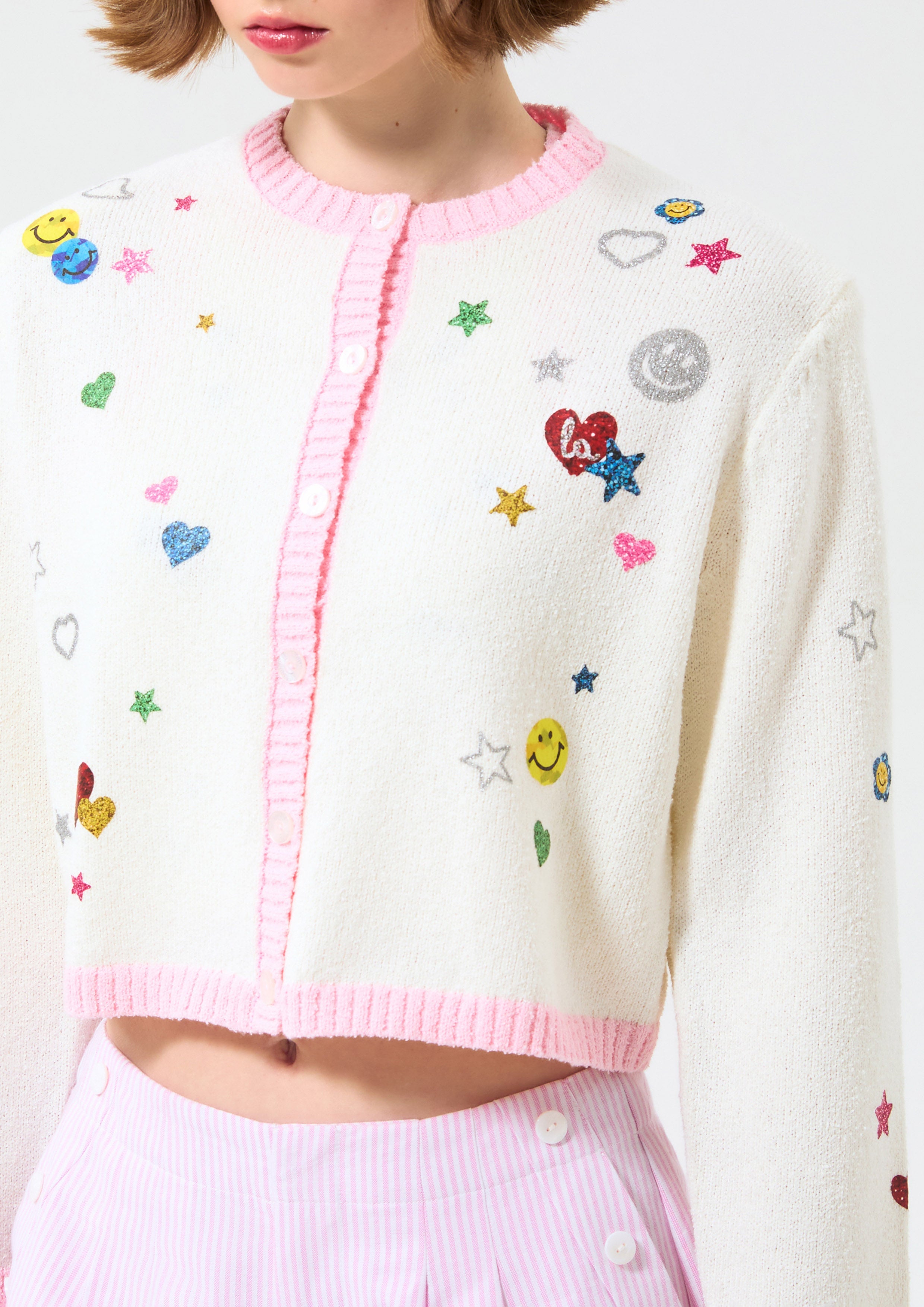 Sticket Print Knitted Cardigan Like a Virgin