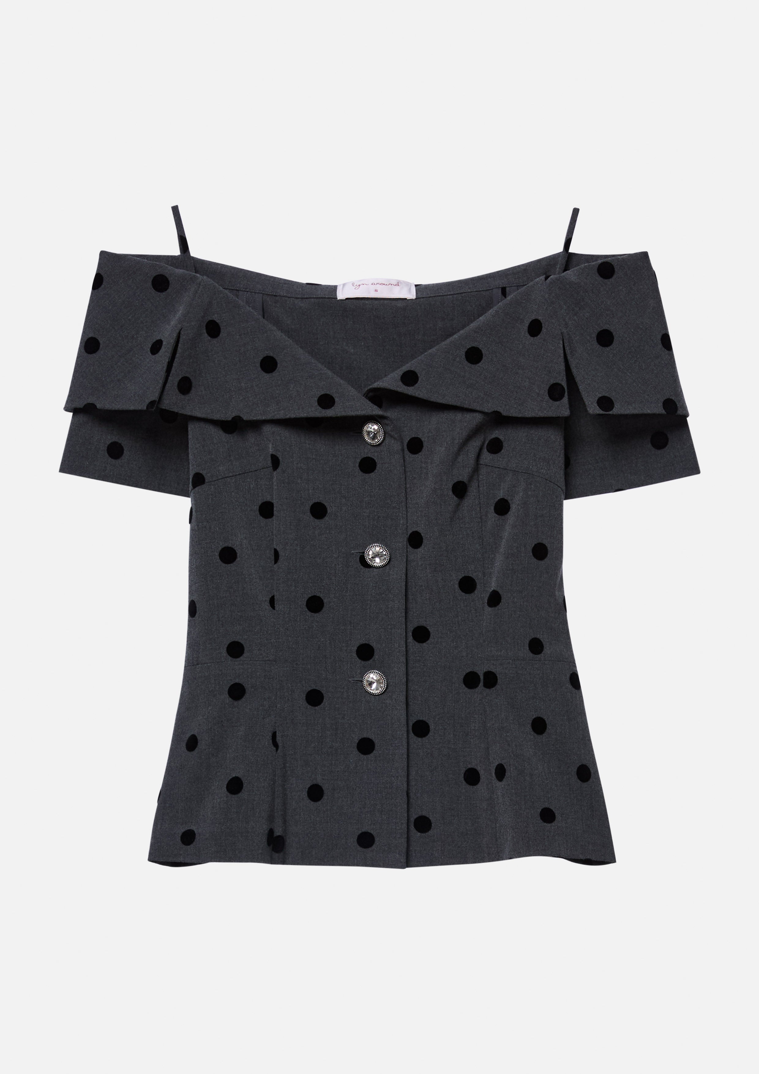 เสื้อเปิดไหล่ลายโพลกาดอต คอลเลกชัน Material Girl