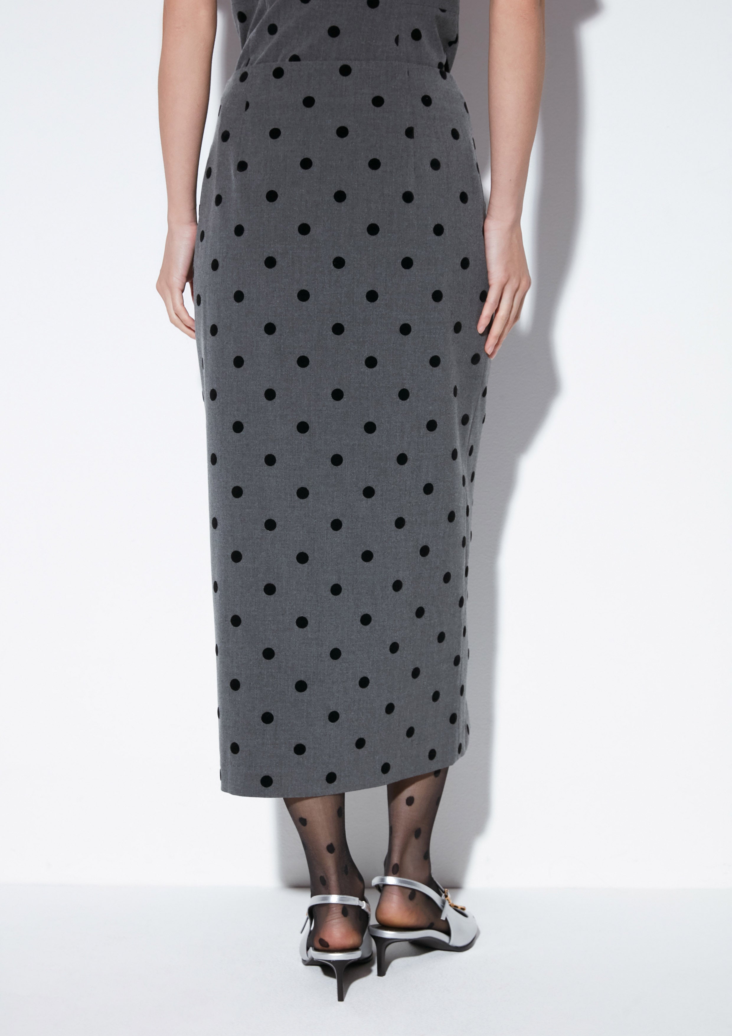 Polkadot Button Midi Skirt Material Girl