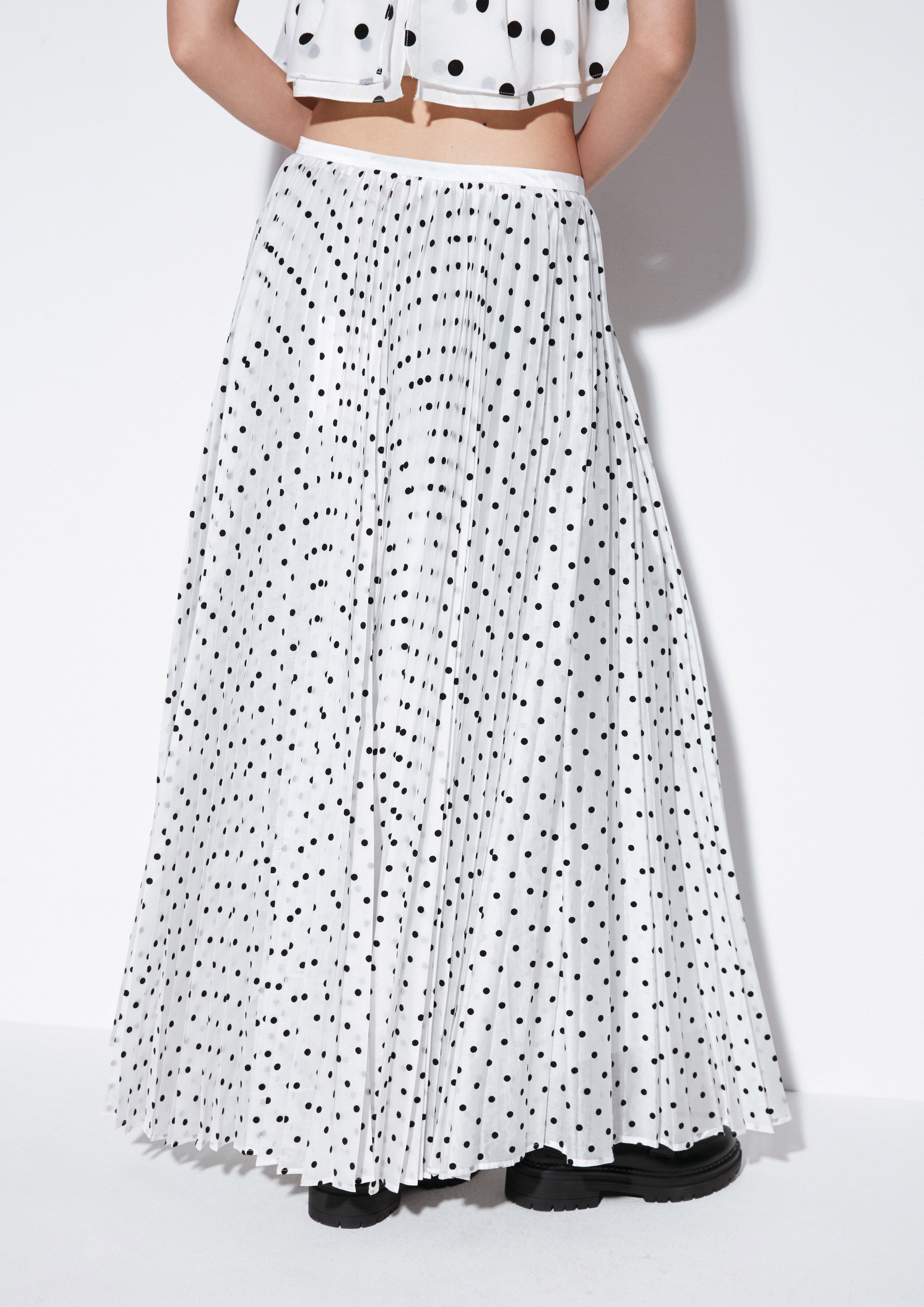 Polkadot Pleated Maxi Skirt Material Girl