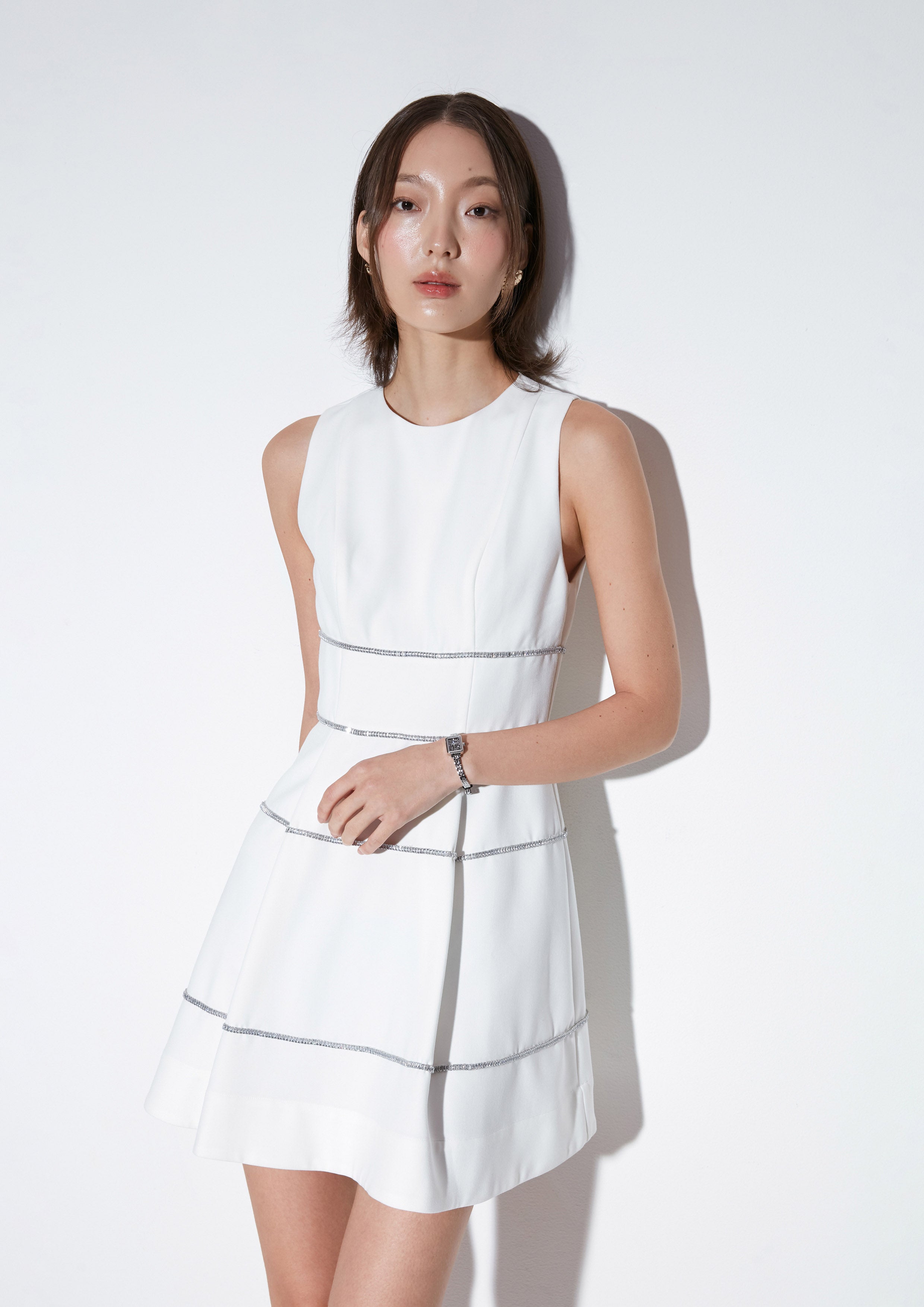 Crystal Embellished Sleeveless Mini Dress Material Girl