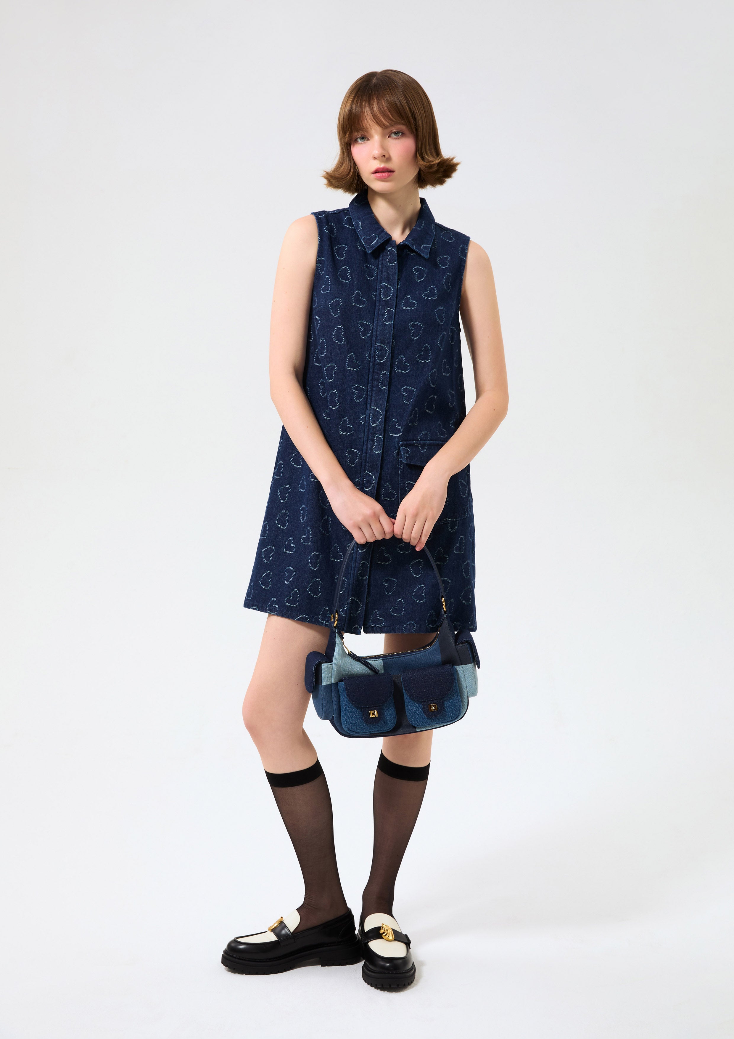 เดรสสั้นเดนิมพิมพ์ลายหัวใจ คอลเลกชัน Miracle Voyard