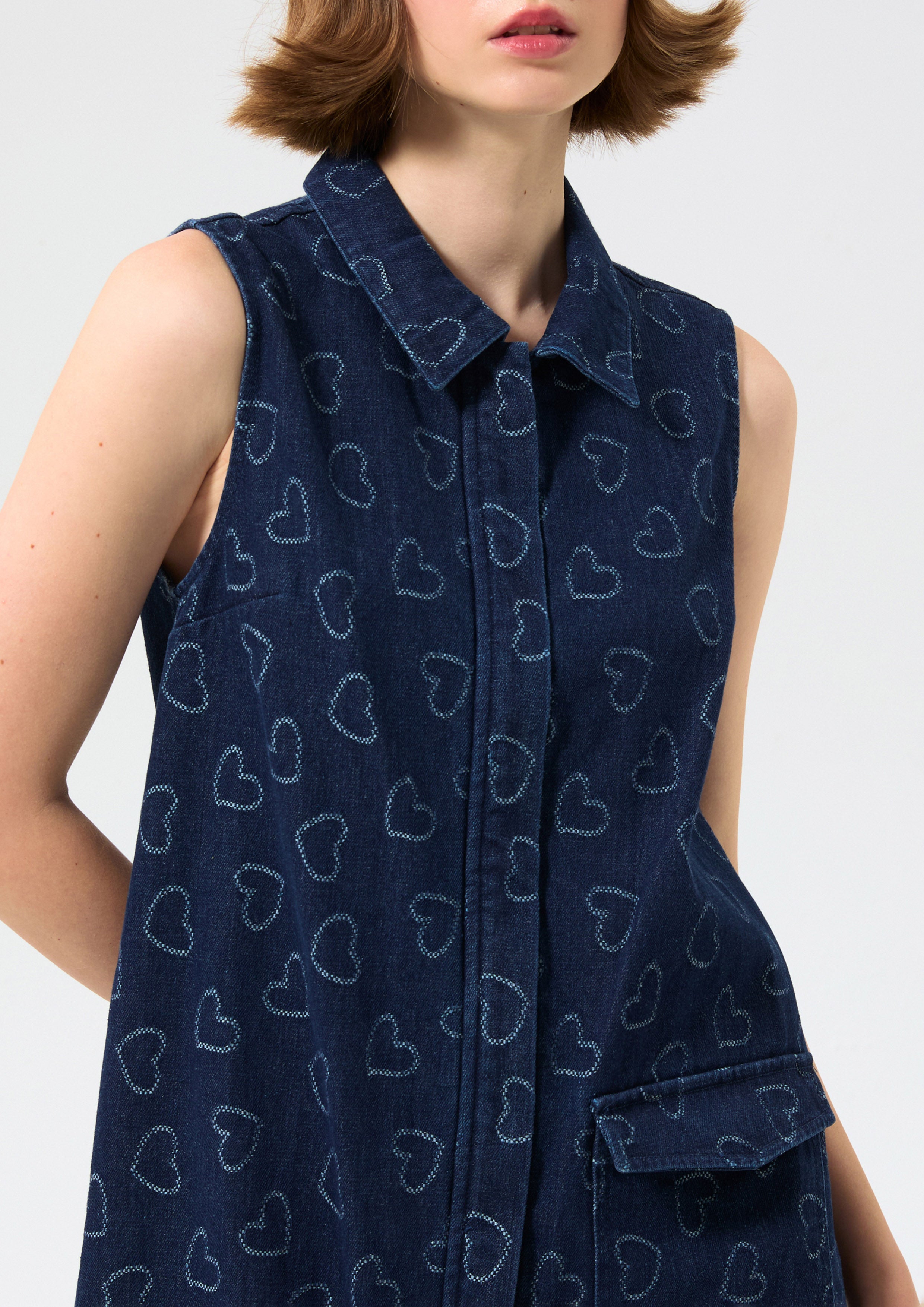 เดรสสั้นเดนิมพิมพ์ลายหัวใจ คอลเลกชัน Miracle Voyard