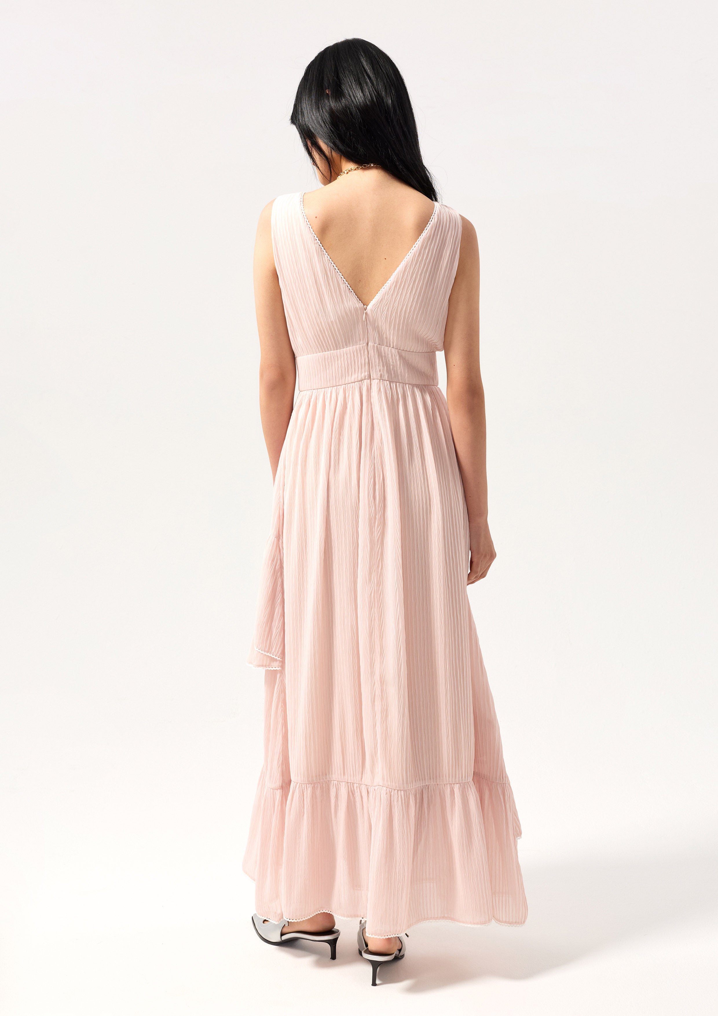 Ruffle Skirt V Neck Dress Bloom Affair