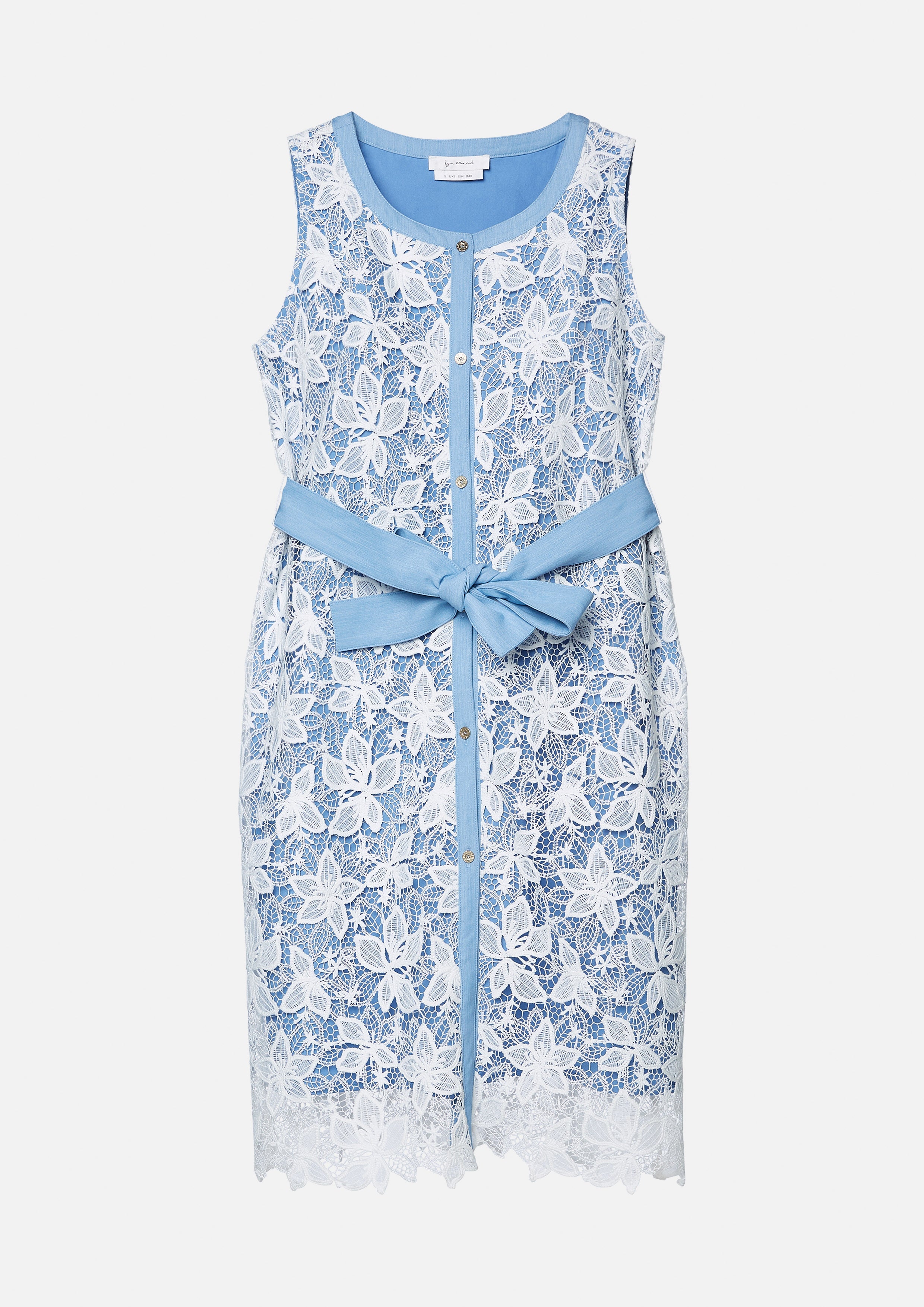 เดรสสั้นผ้าลูกไม้แต่งสายเชือกผูกเอว คอลเลกชัน Cruise to the Full Bloom