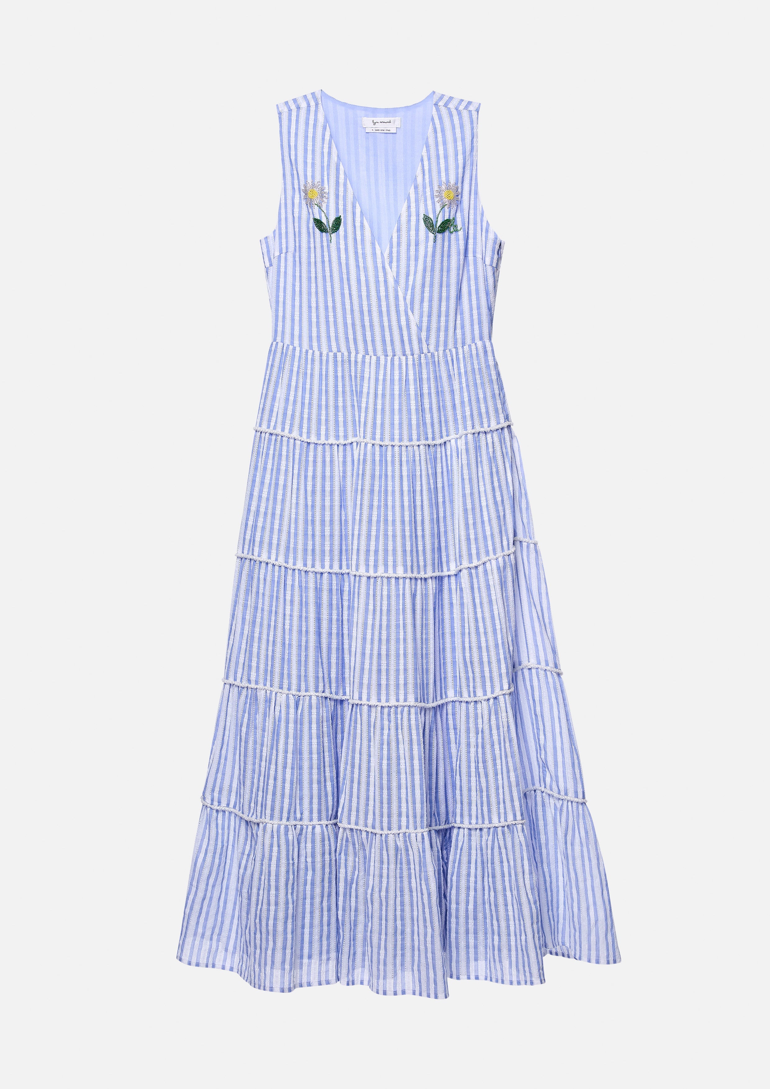 Stripe Tiered Skirt Dress Cruise to the Full Bloom