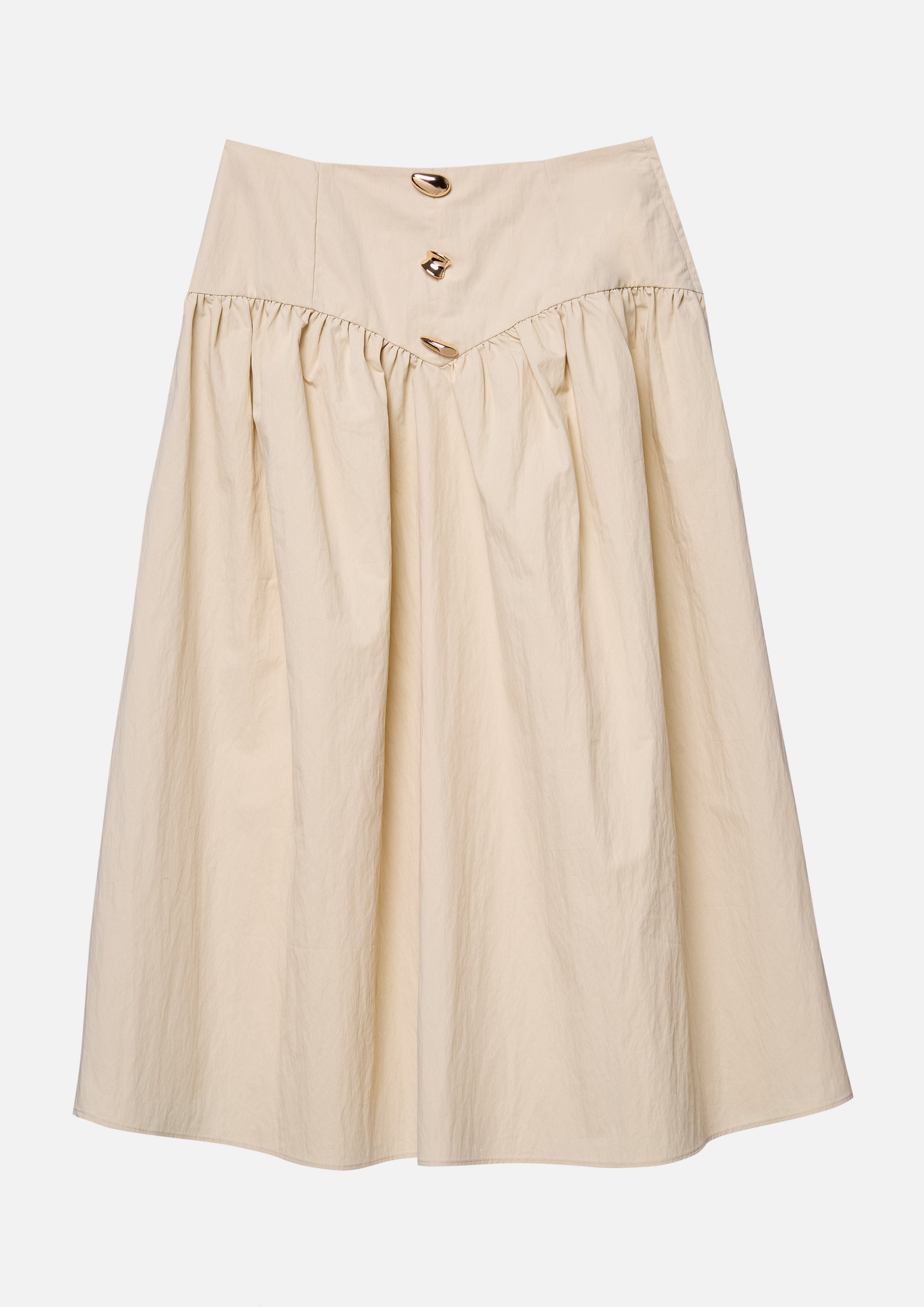 กระโปรงคลุมเข่าทรงระบายแต่งฮาร์ดแวร์โลหะ คอลเลกชัน Blossom Elegance