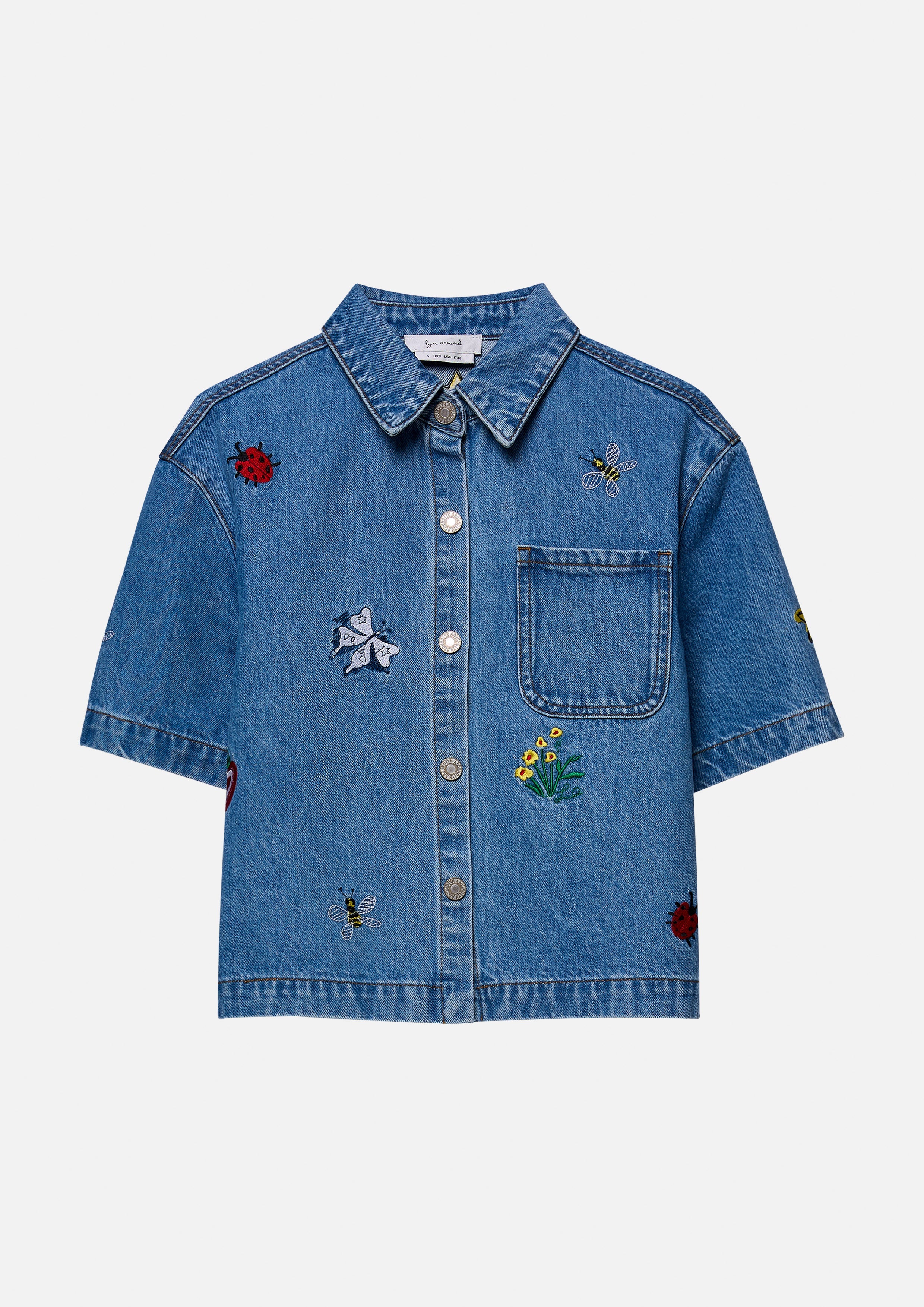 เสื้อเชิ้ตเดนิมแขนสั้นปักลาย คอลเลกชัน Cruise to the Full Bloom