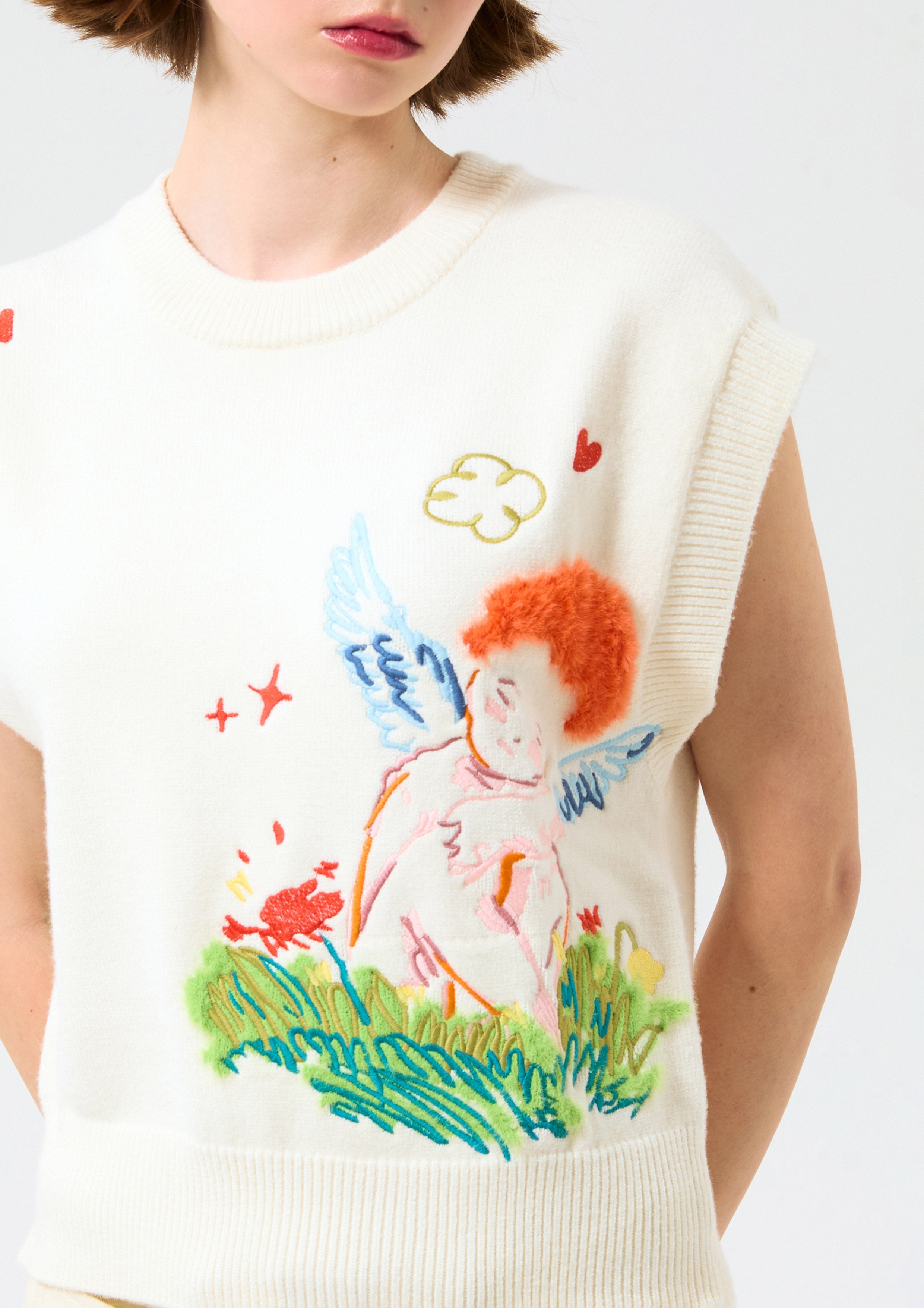 เสื้อกั๊กผ้านิตปักลาย คอลเลกชัน Cruise to the Full Bloom