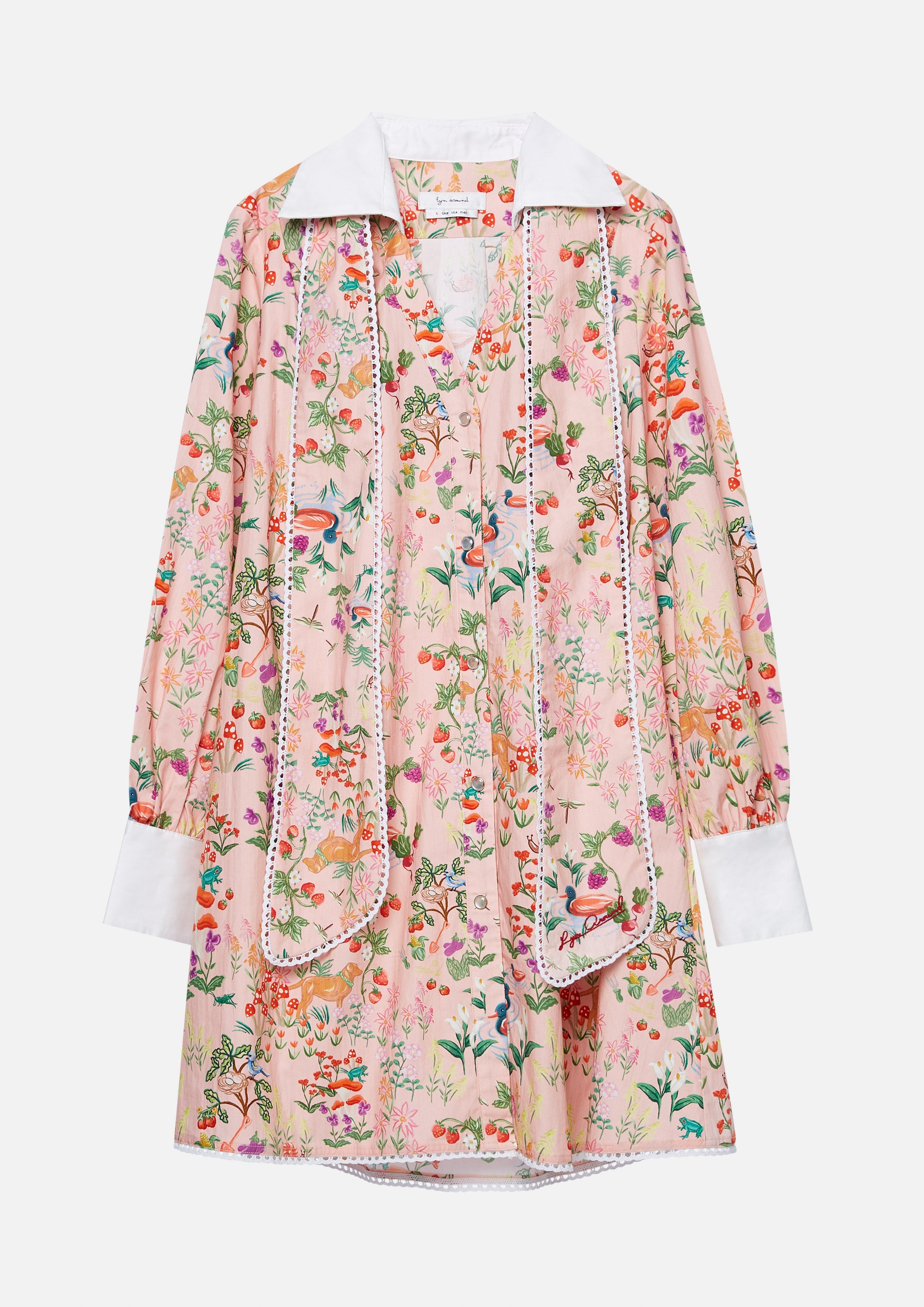 Print Bow Tie Neck Mini Dress Bloom Affair