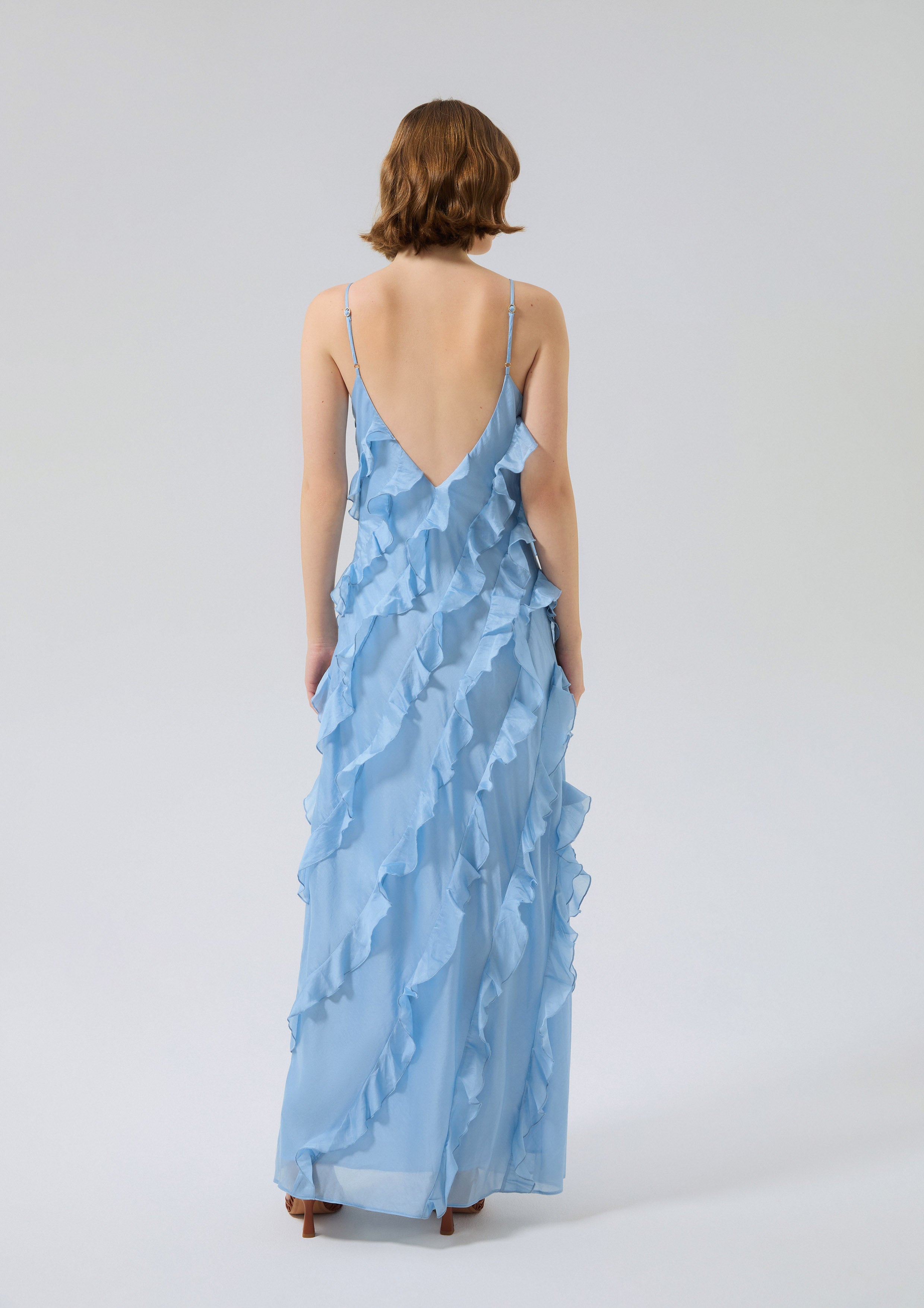 Ruffle Trim Cami Strap Dress Bloom Affair