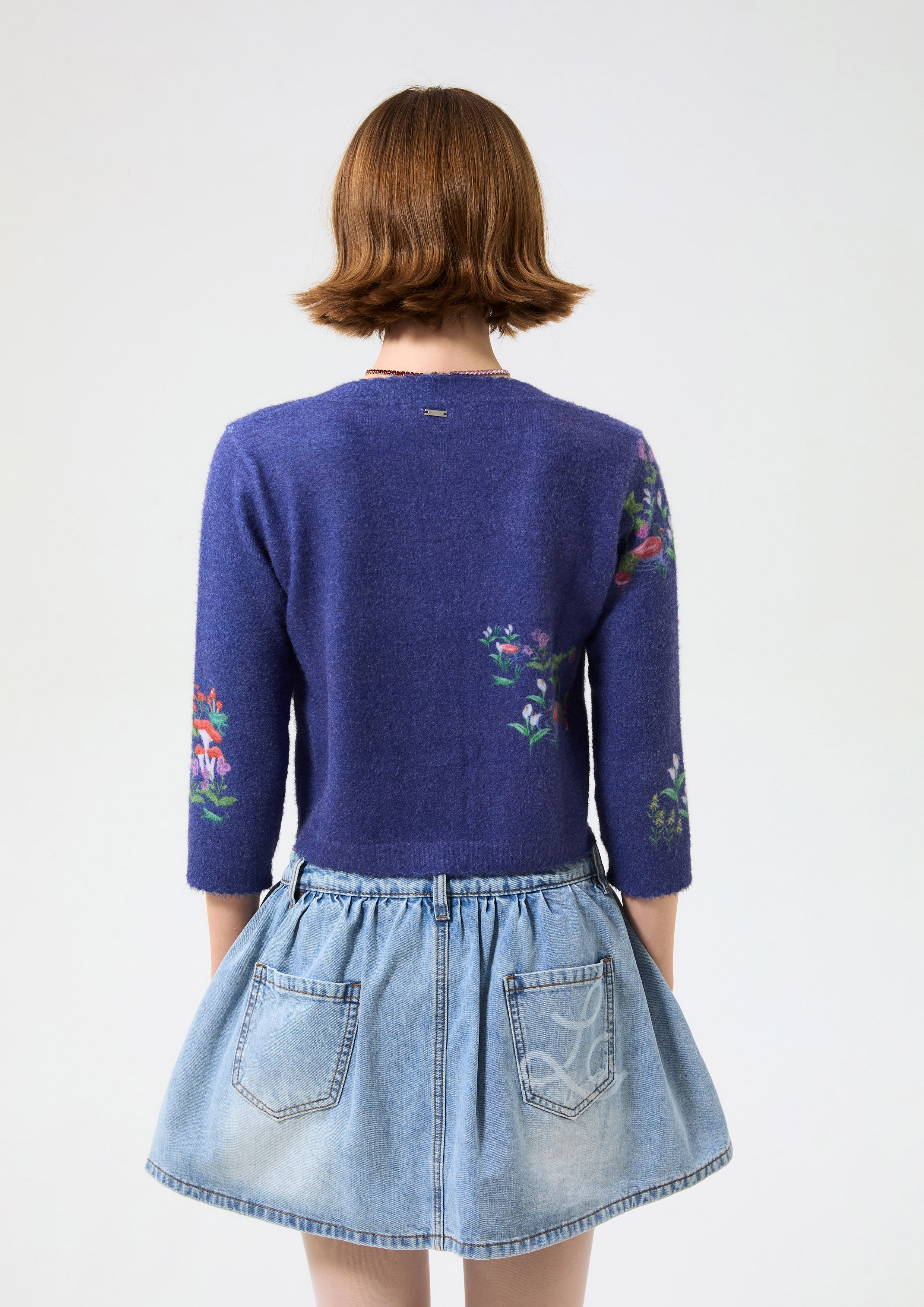 Floral Crop Crewneck Cardigan Bloom Affair
