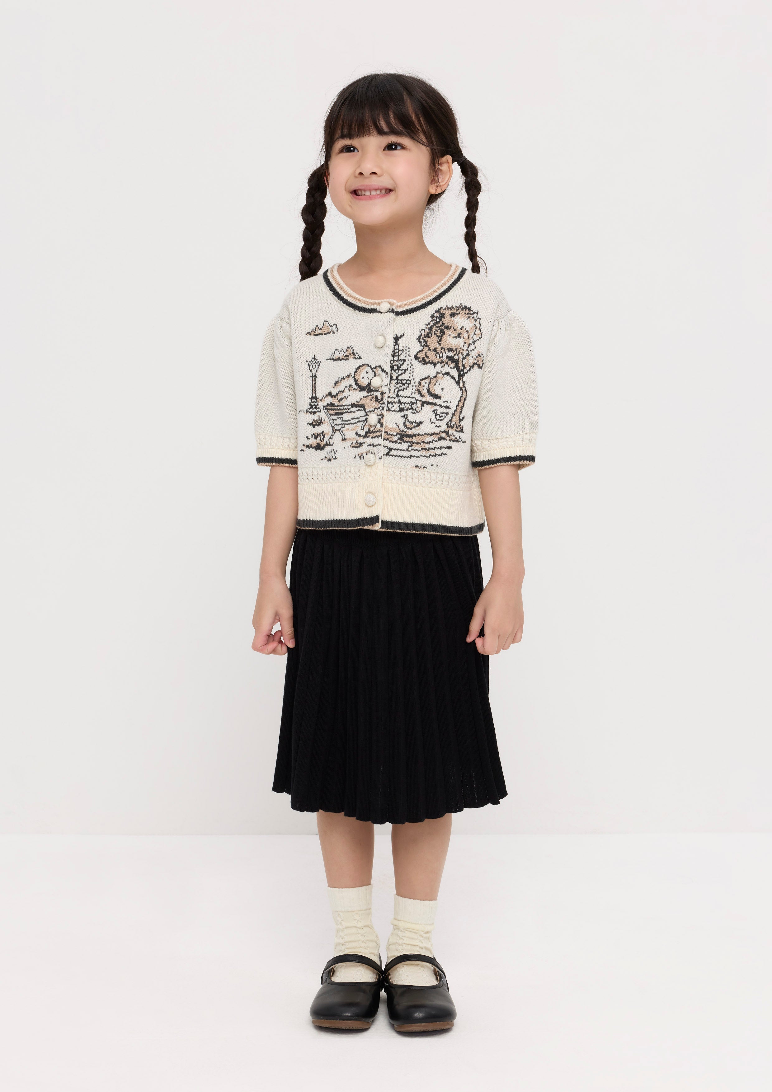 เสื้อนิตแขนสั้นปักลาย สำหรับเด็กผู้หญิง คอลเลกชัน La Femme Demure
