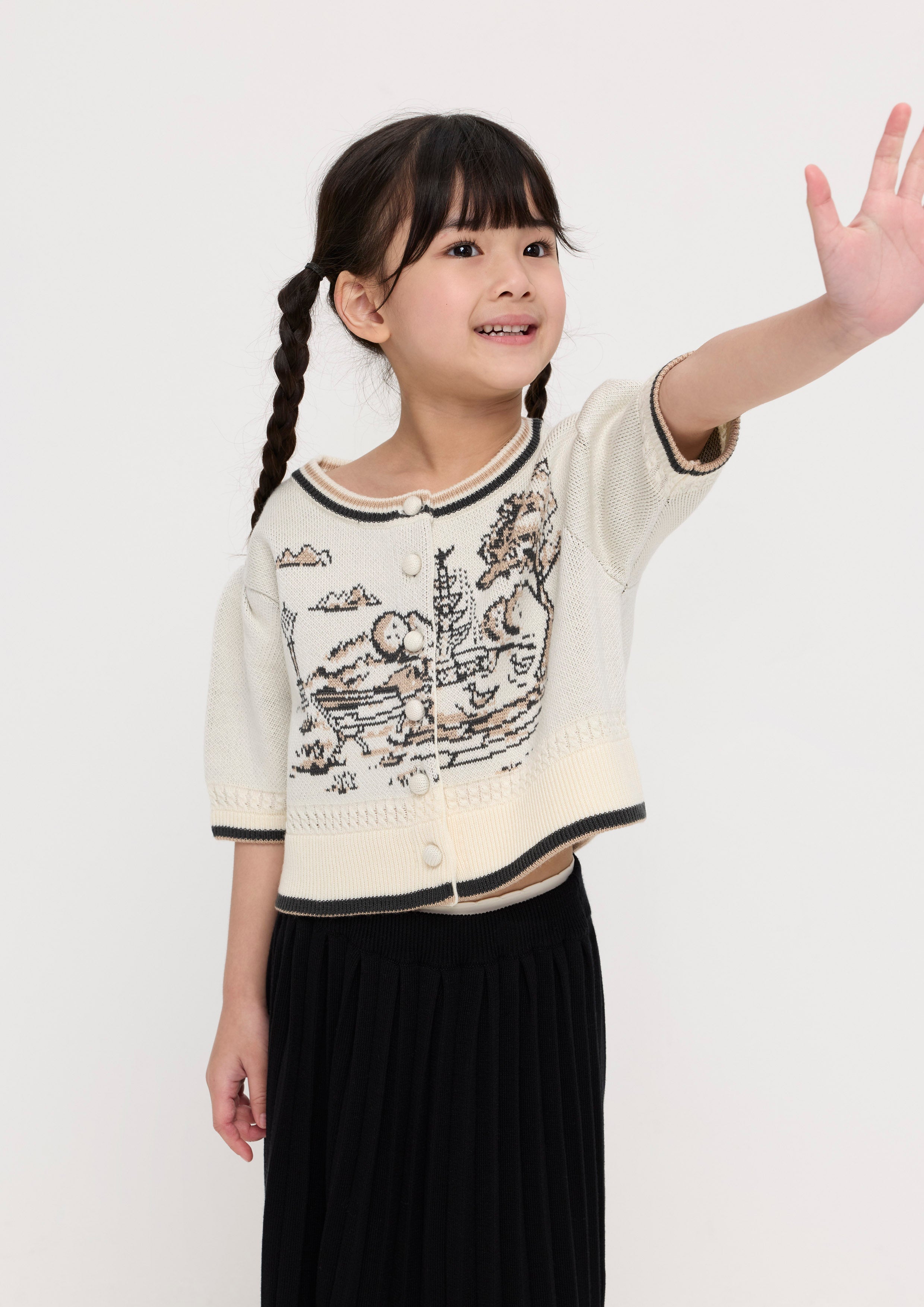 Knitted Short Sleeve Top For Mini Girl La Femme Demure