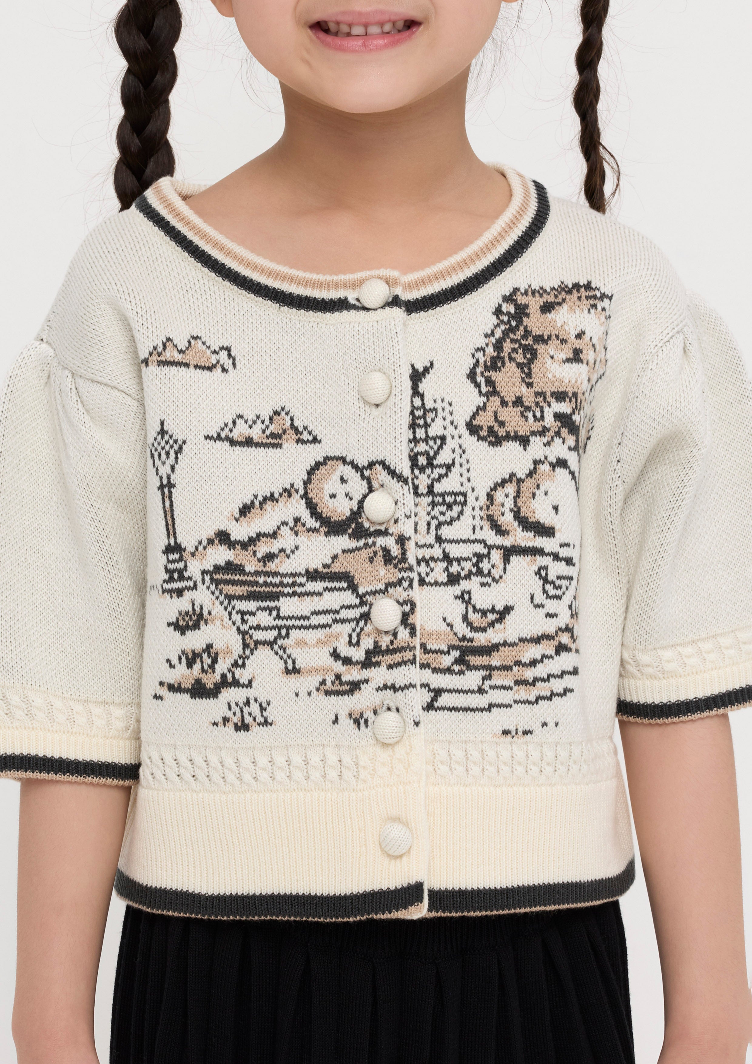 Knitted Short Sleeve Top For Mini Girl La Femme Demure