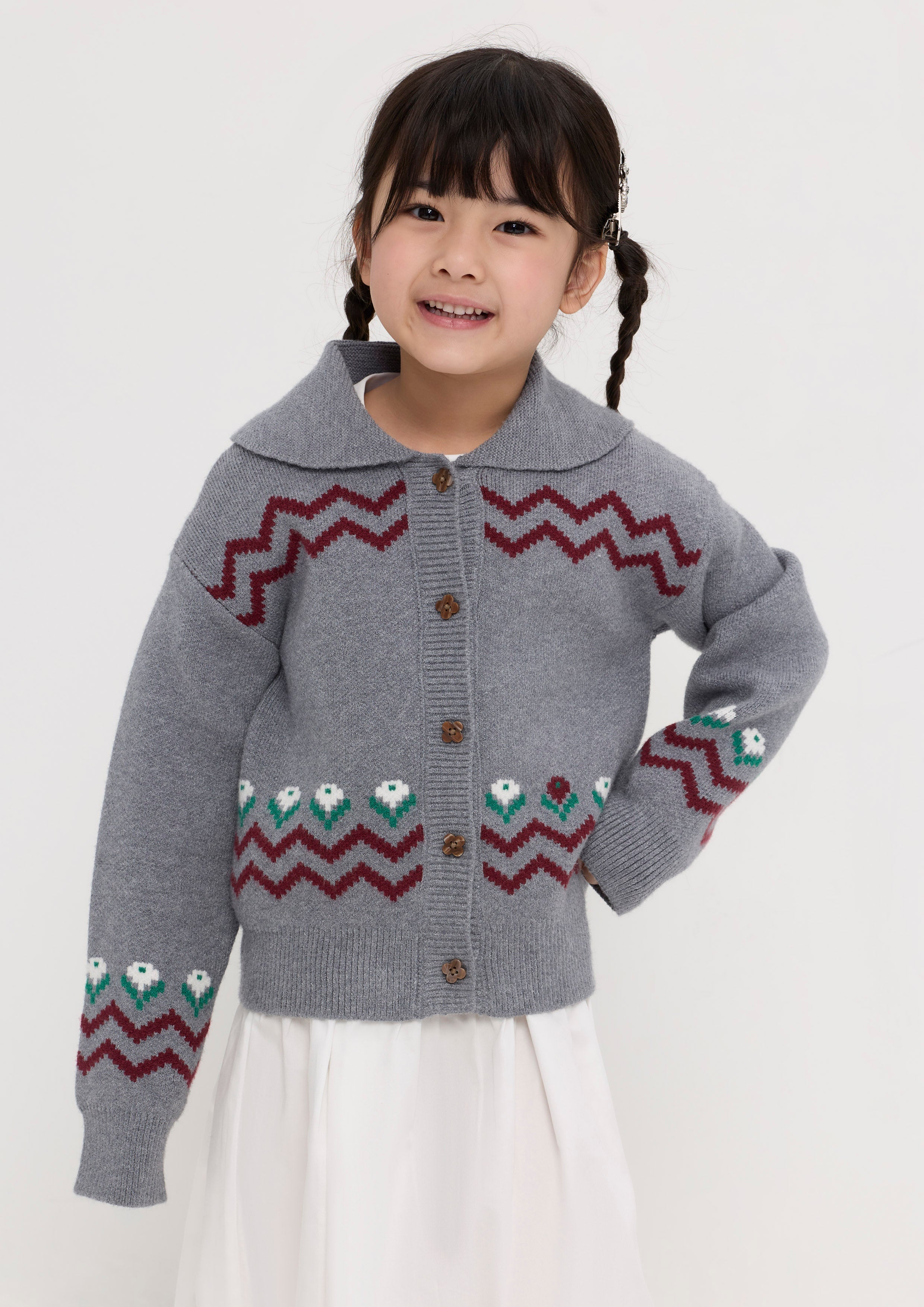 Pixel Knitted Cardigan For Mini Girl Garden Poetry