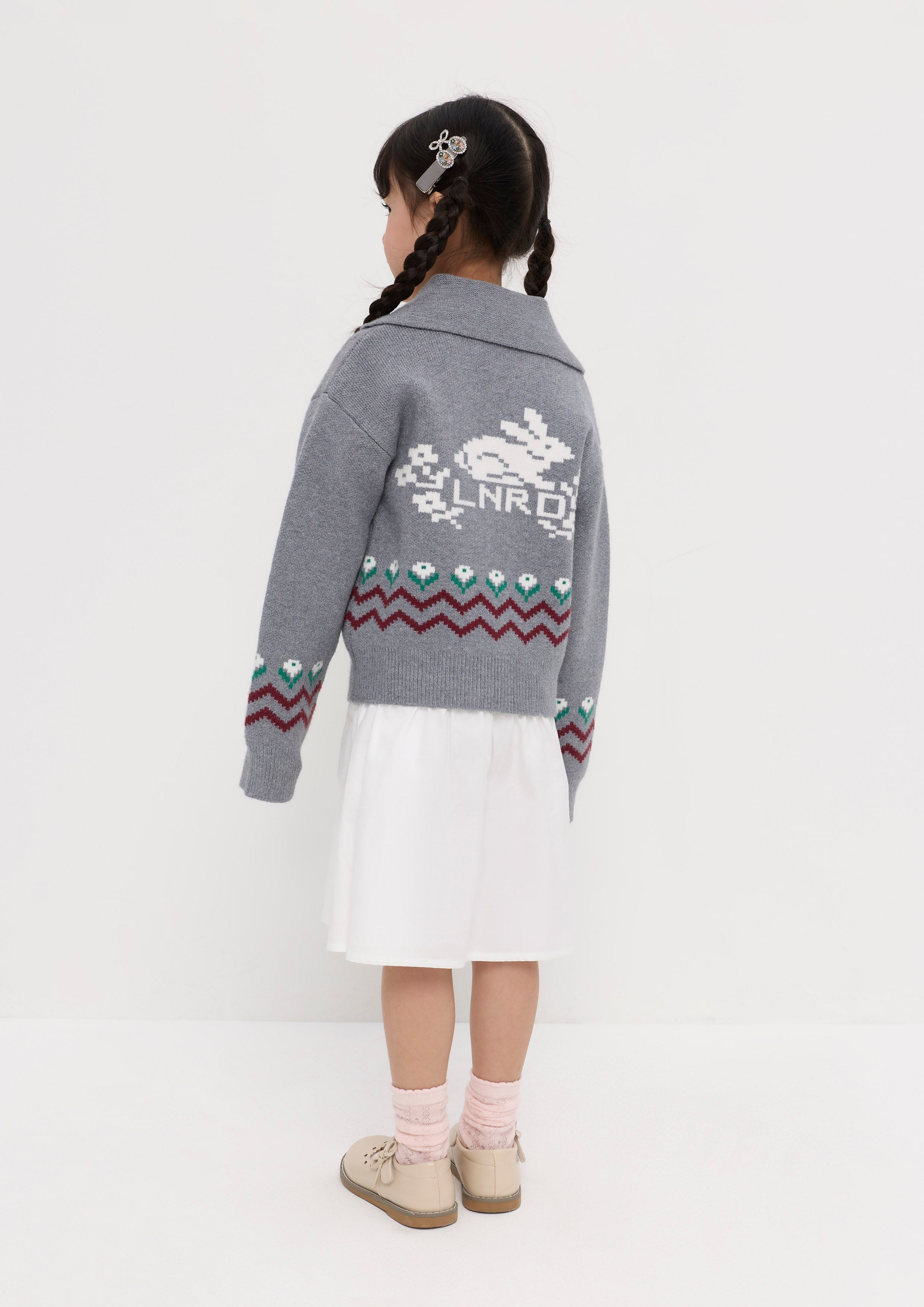 Pixel Knitted Cardigan For Mini Girl Garden Poetry