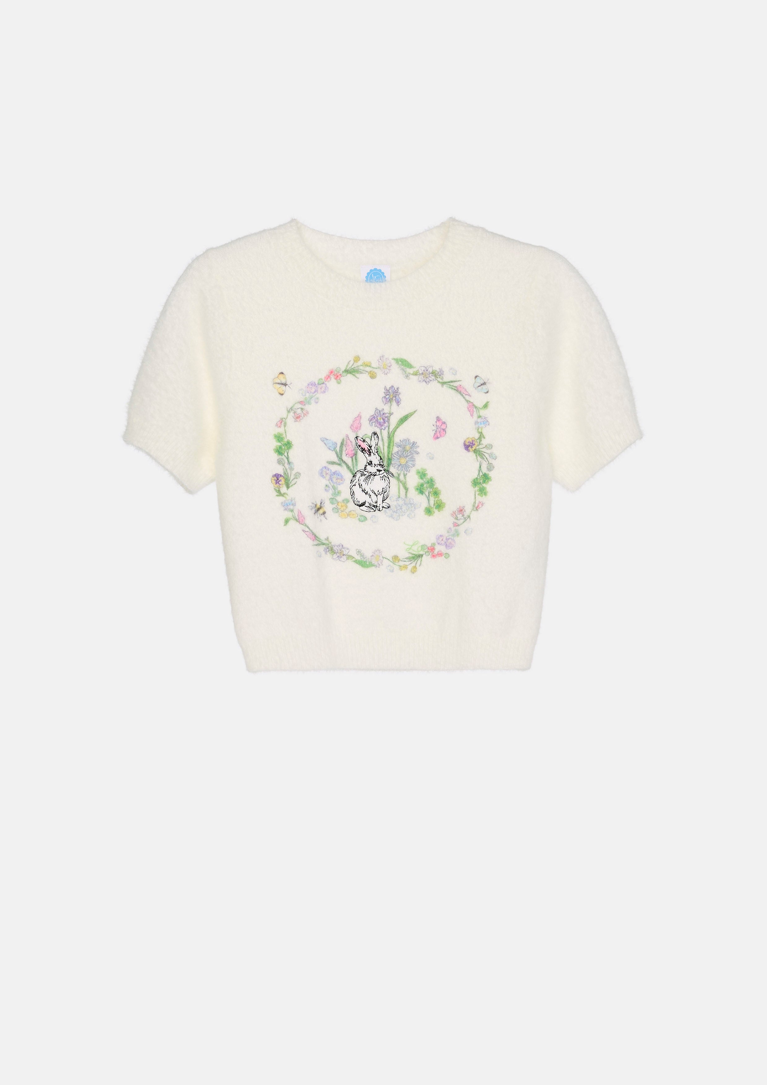 เสื้อนิตแขนสั้นปักลาย สำหรับเด็กผู้หญิง Garden Poetry