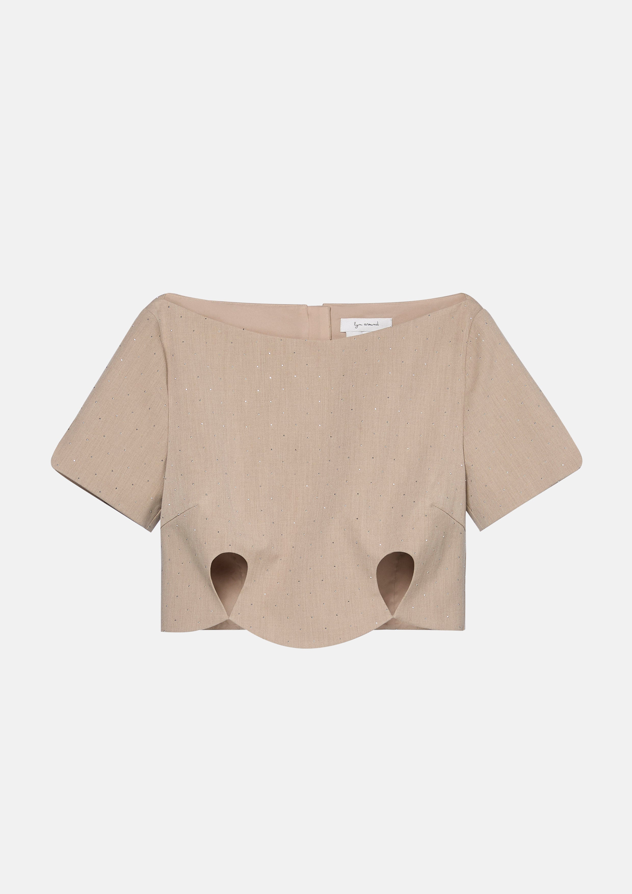 เสื้อครอปคัตเอาท์แต่งคริสตัลฮอตฟิกซ์ คอลเลกชัน Bloom in Shade & Shadow