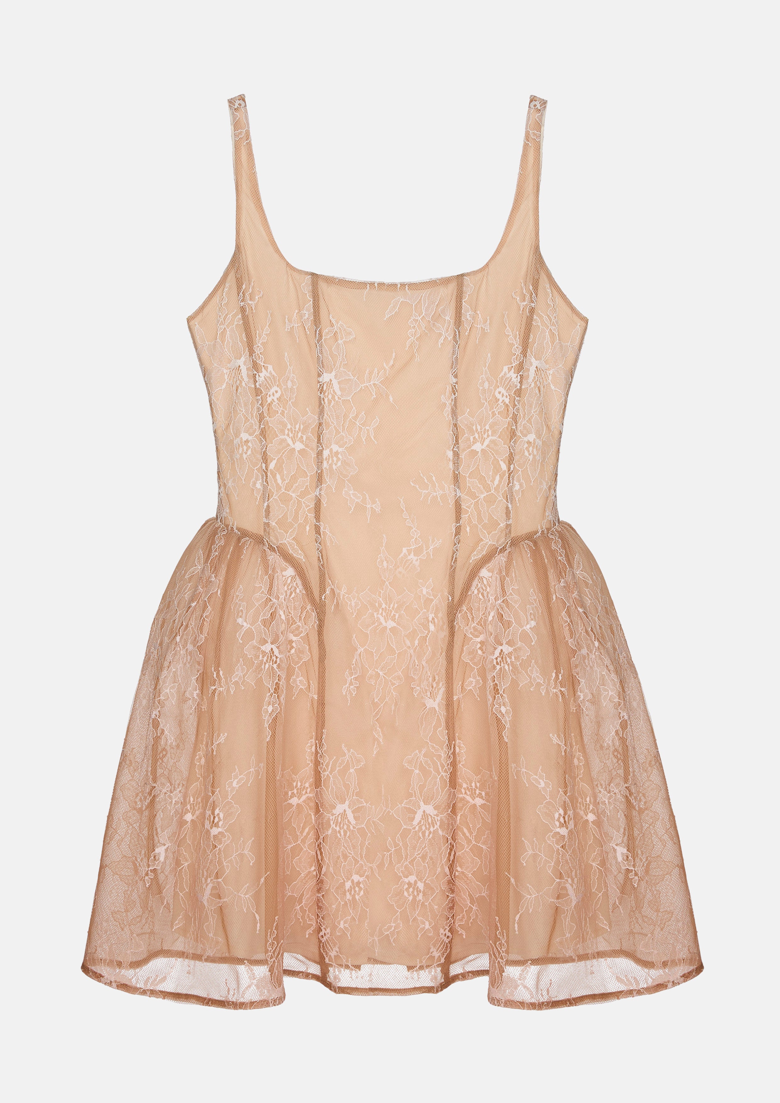 Lace Layered Mini Dress Fulvous