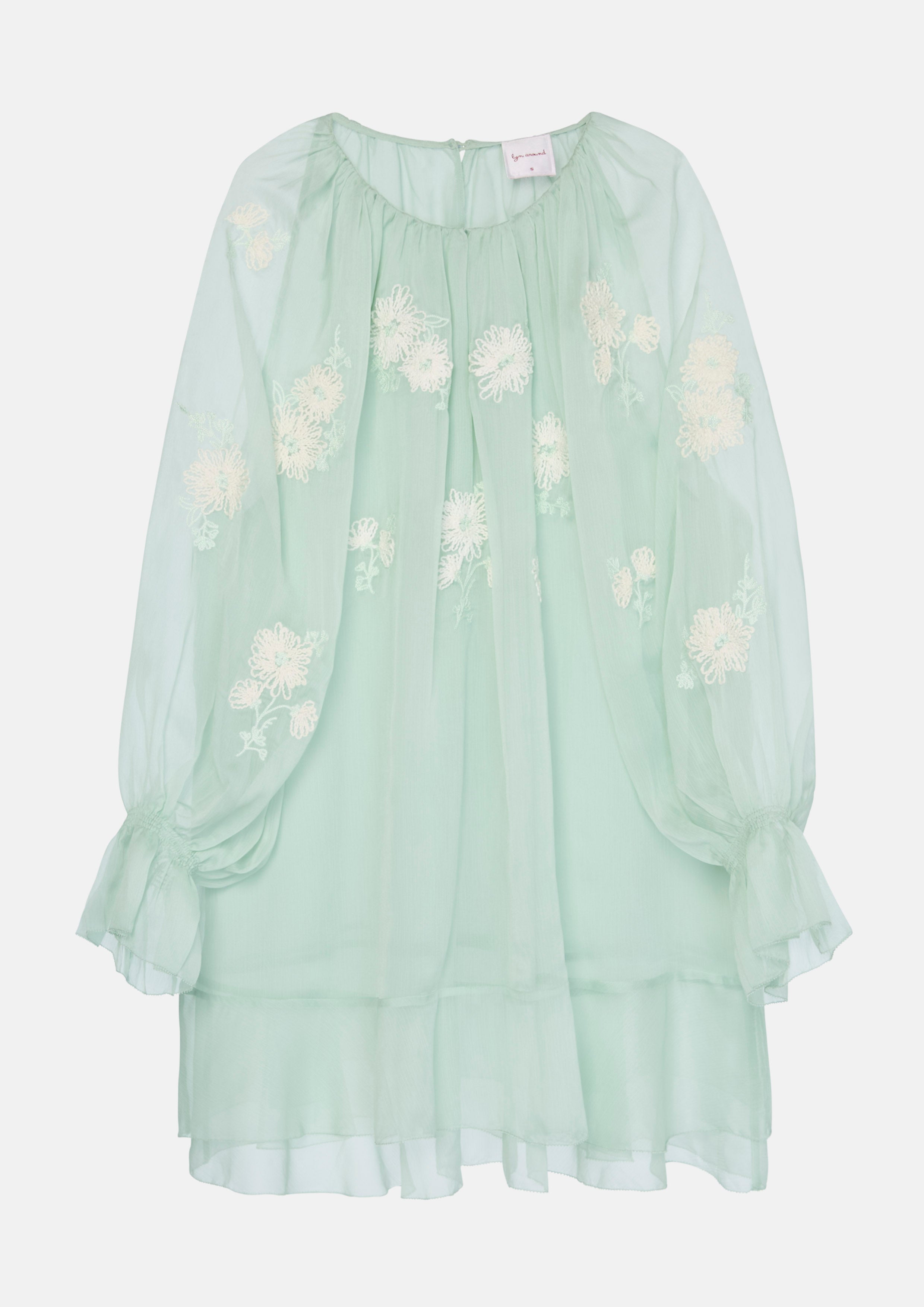 Floral Embroidered Sheer Mini Dress Fulvous