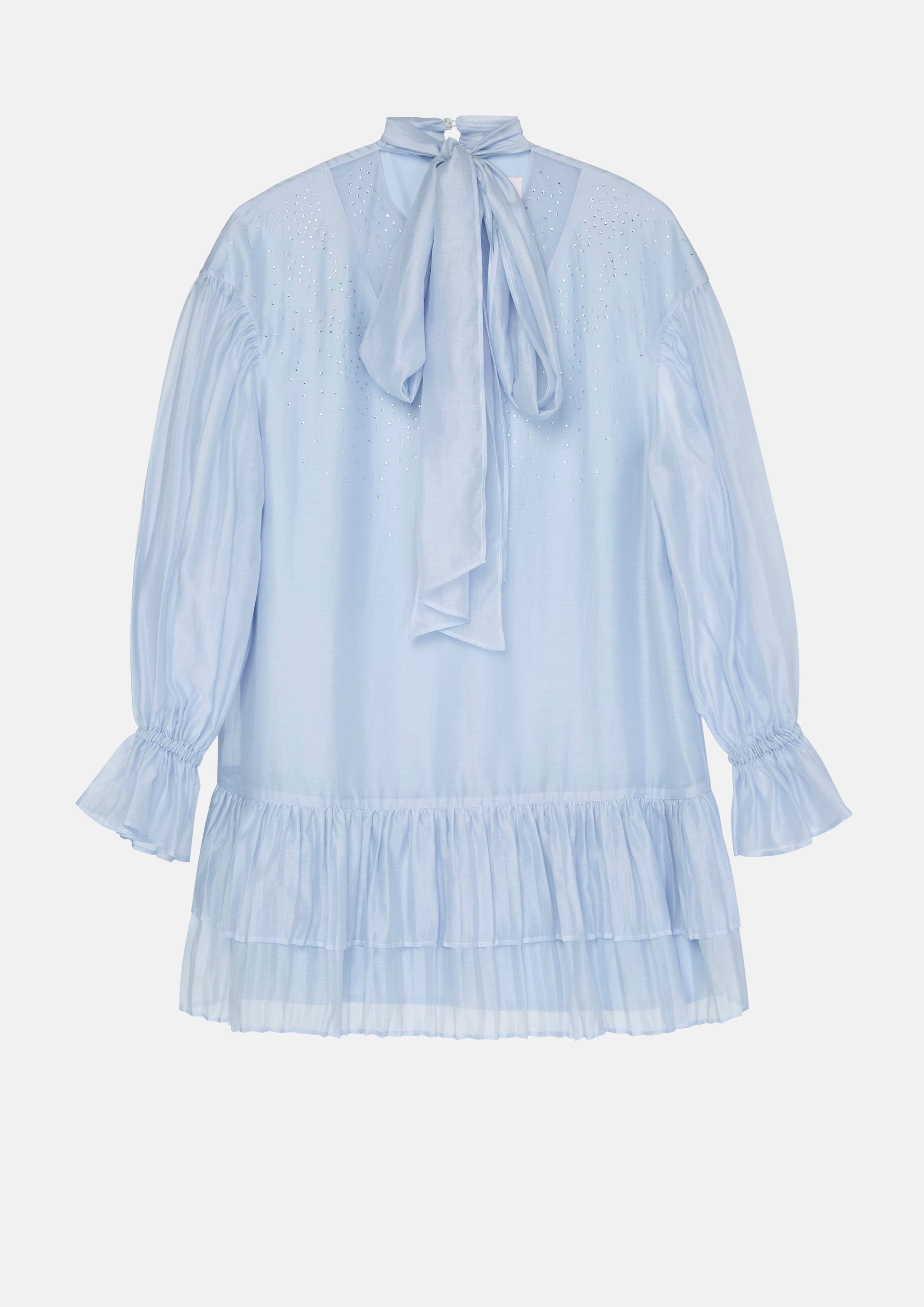 Hotfix Sheer Long Sleeve Mini Dress Fulvous